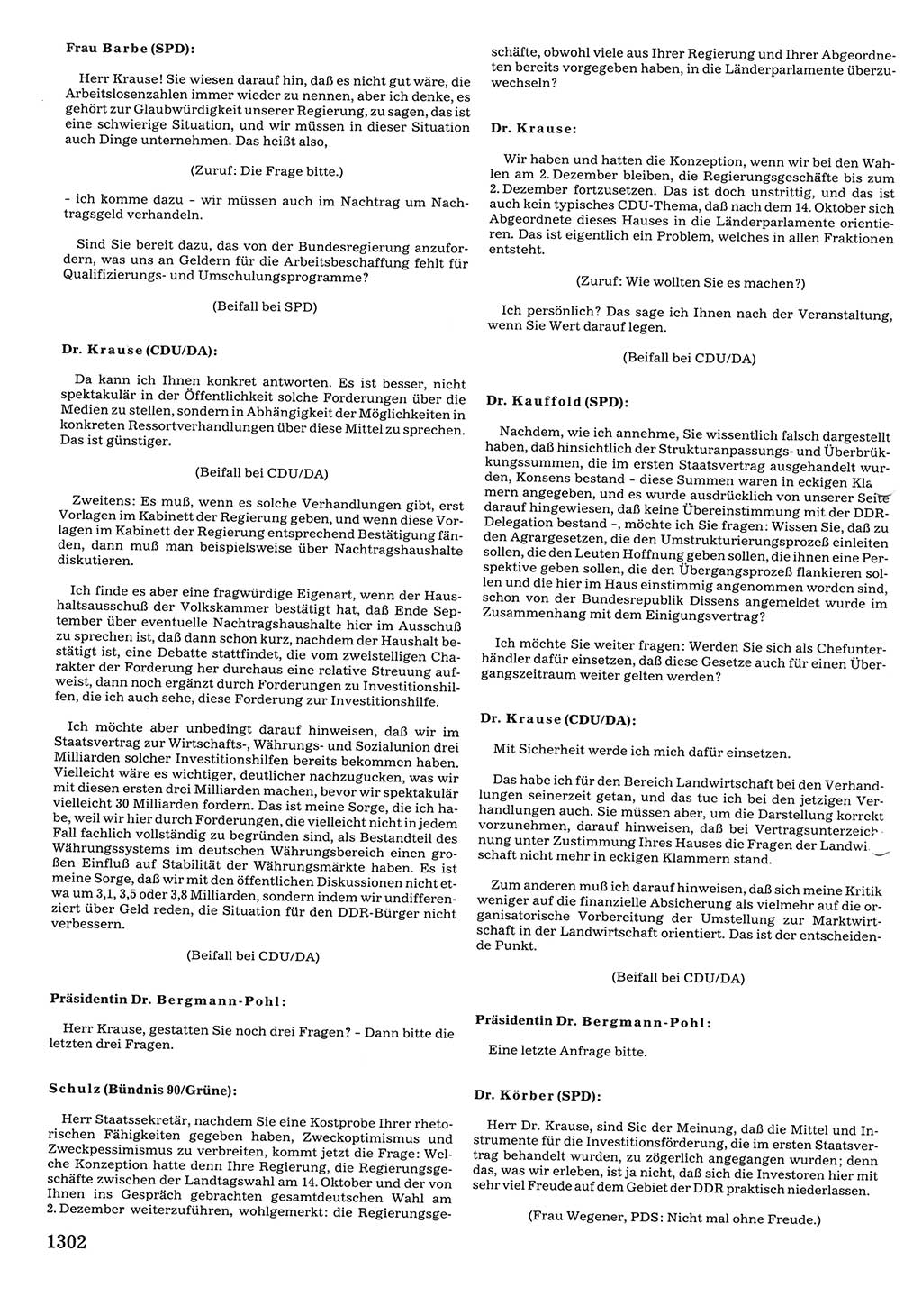 Tagungen der Volkskammer (VK) der Deutschen Demokratischen Republik (DDR), 10. Wahlperiode 1990, Seite 1302 (VK. DDR 10. WP. 1990, Prot. Tg. 1-38, 5.4.-2.10.1990, S. 1302)