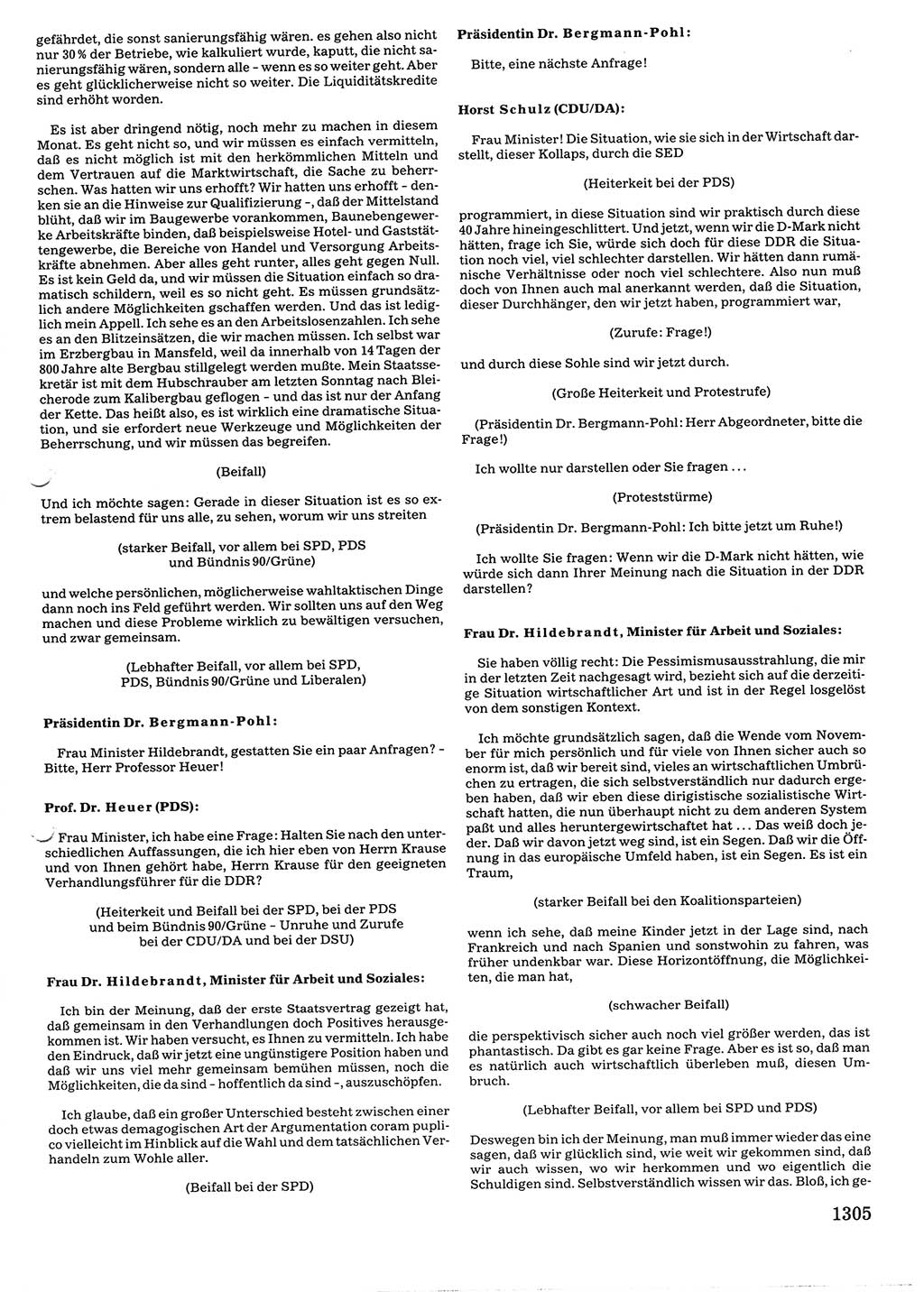 Tagungen der Volkskammer (VK) der Deutschen Demokratischen Republik (DDR), 10. Wahlperiode 1990, Seite 1305 (VK. DDR 10. WP. 1990, Prot. Tg. 1-38, 5.4.-2.10.1990, S. 1305)