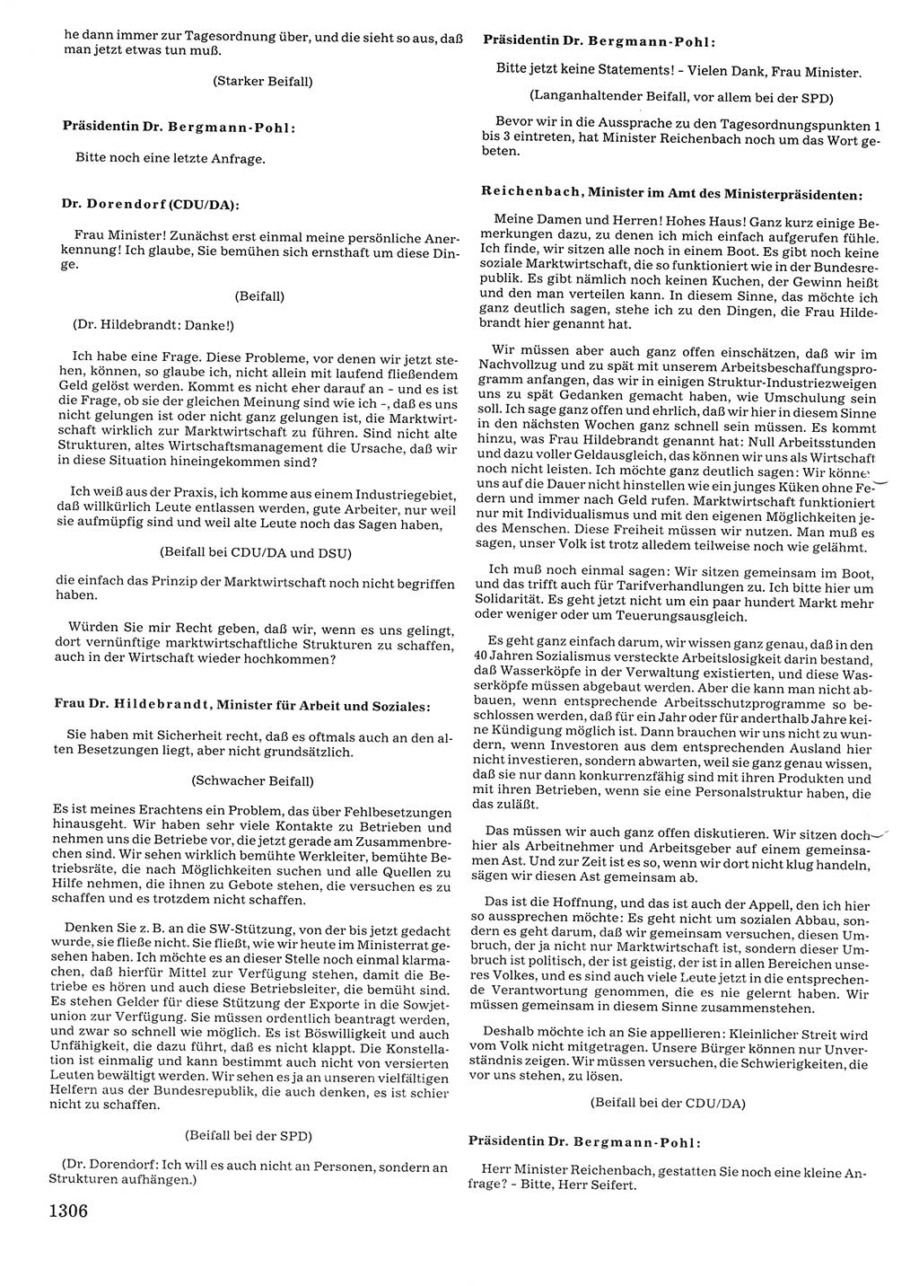 Tagungen der Volkskammer (VK) der Deutschen Demokratischen Republik (DDR), 10. Wahlperiode 1990, Seite 1306 (VK. DDR 10. WP. 1990, Prot. Tg. 1-38, 5.4.-2.10.1990, S. 1306)