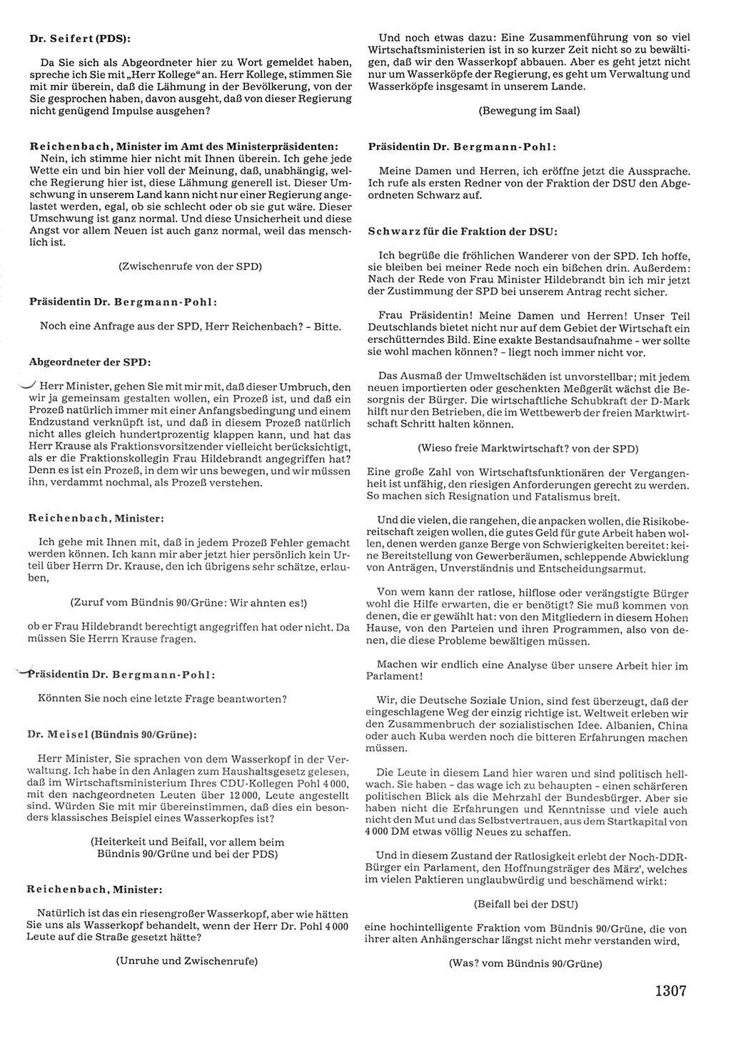 Tagungen der Volkskammer (VK) der Deutschen Demokratischen Republik (DDR), 10. Wahlperiode 1990, Seite 1307 (VK. DDR 10. WP. 1990, Prot. Tg. 1-38, 5.4.-2.10.1990, S. 1307)