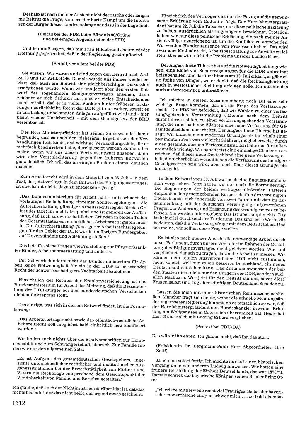 Tagungen der Volkskammer (VK) der Deutschen Demokratischen Republik (DDR), 10. Wahlperiode 1990, Seite 1312 (VK. DDR 10. WP. 1990, Prot. Tg. 1-38, 5.4.-2.10.1990, S. 1312)