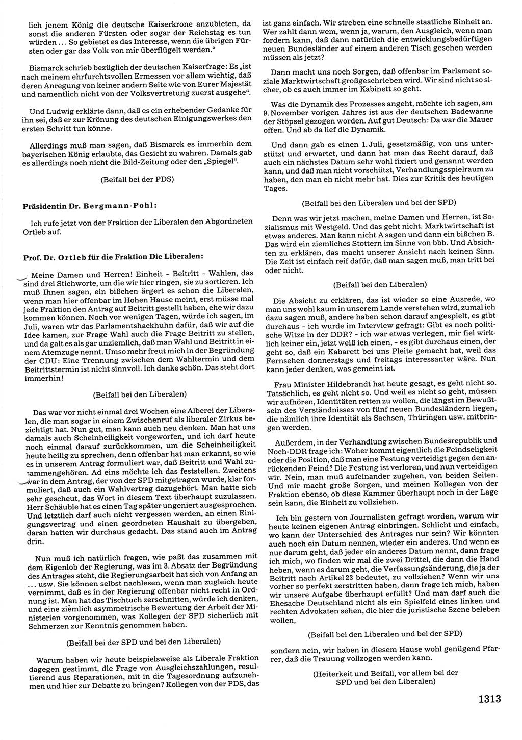 Tagungen der Volkskammer (VK) der Deutschen Demokratischen Republik (DDR), 10. Wahlperiode 1990, Seite 1313 (VK. DDR 10. WP. 1990, Prot. Tg. 1-38, 5.4.-2.10.1990, S. 1313)