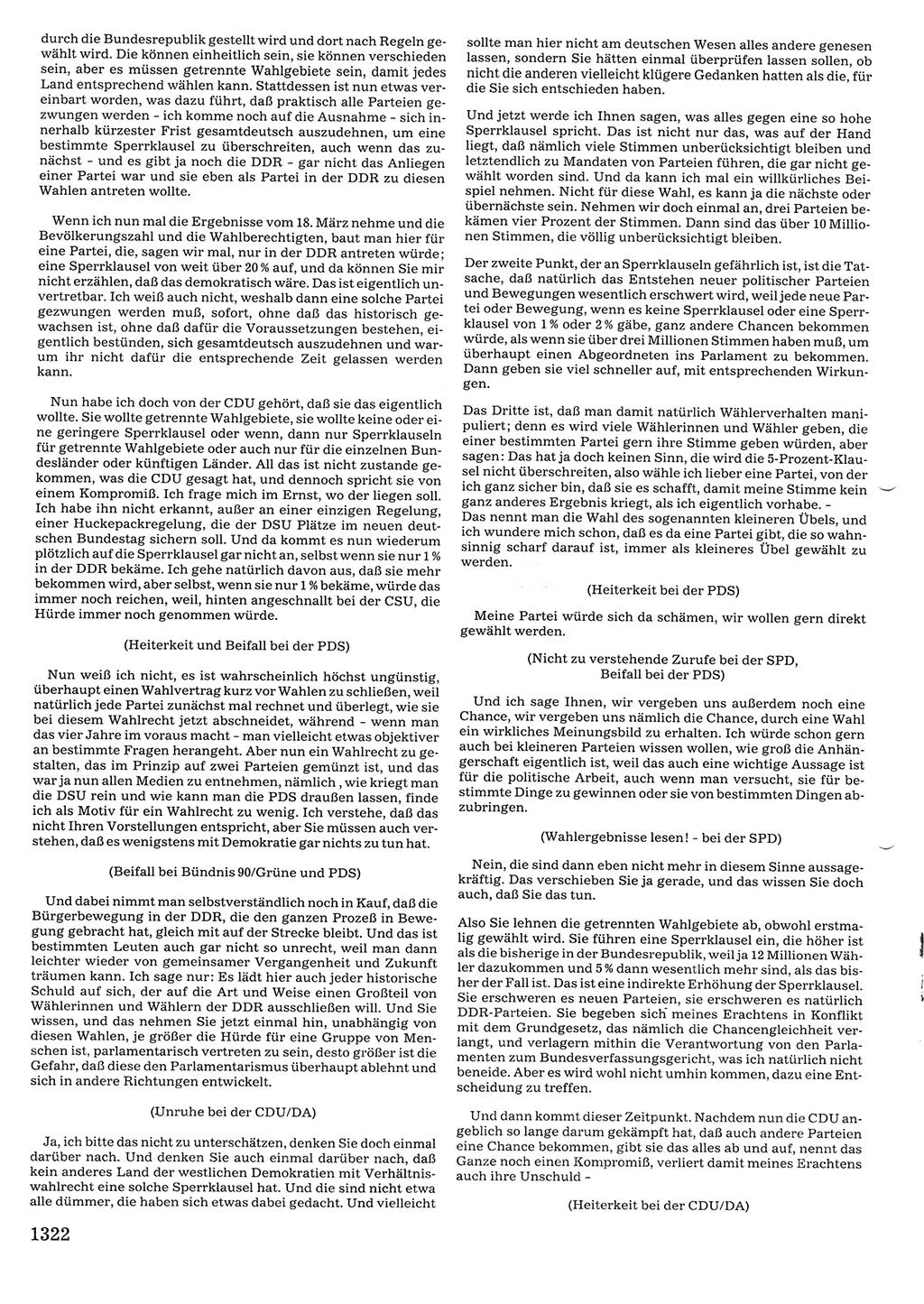 Tagungen der Volkskammer (VK) der Deutschen Demokratischen Republik (DDR), 10. Wahlperiode 1990, Seite 1322 (VK. DDR 10. WP. 1990, Prot. Tg. 1-38, 5.4.-2.10.1990, S. 1322)