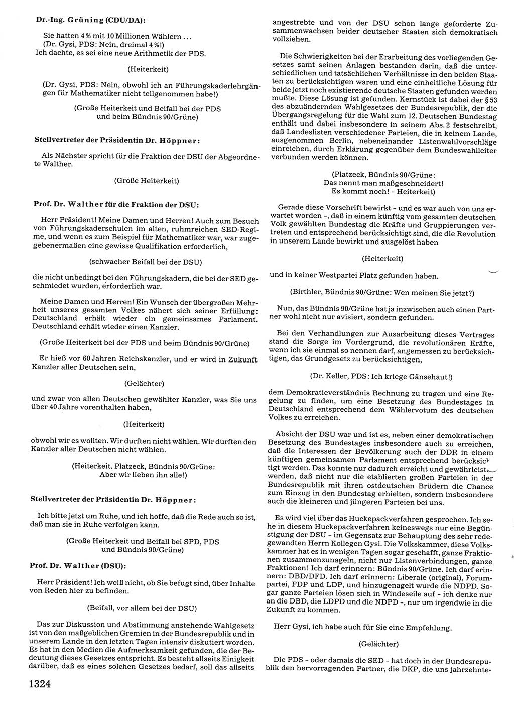 Tagungen der Volkskammer (VK) der Deutschen Demokratischen Republik (DDR), 10. Wahlperiode 1990, Seite 1324 (VK. DDR 10. WP. 1990, Prot. Tg. 1-38, 5.4.-2.10.1990, S. 1324)