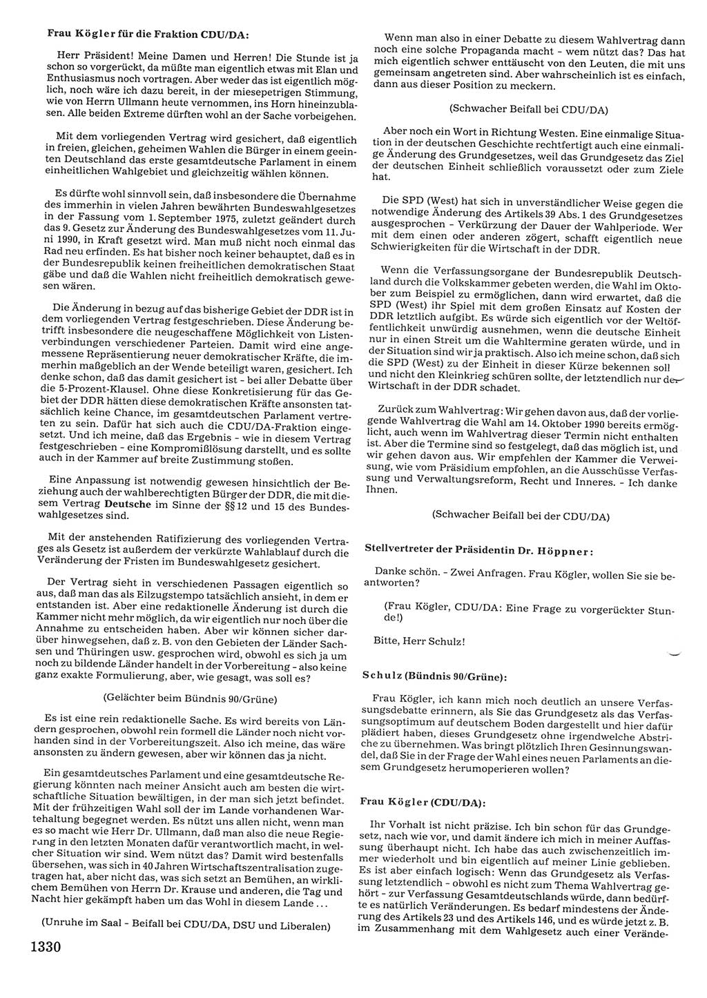 Tagungen der Volkskammer (VK) der Deutschen Demokratischen Republik (DDR), 10. Wahlperiode 1990, Seite 1330 (VK. DDR 10. WP. 1990, Prot. Tg. 1-38, 5.4.-2.10.1990, S. 1330)