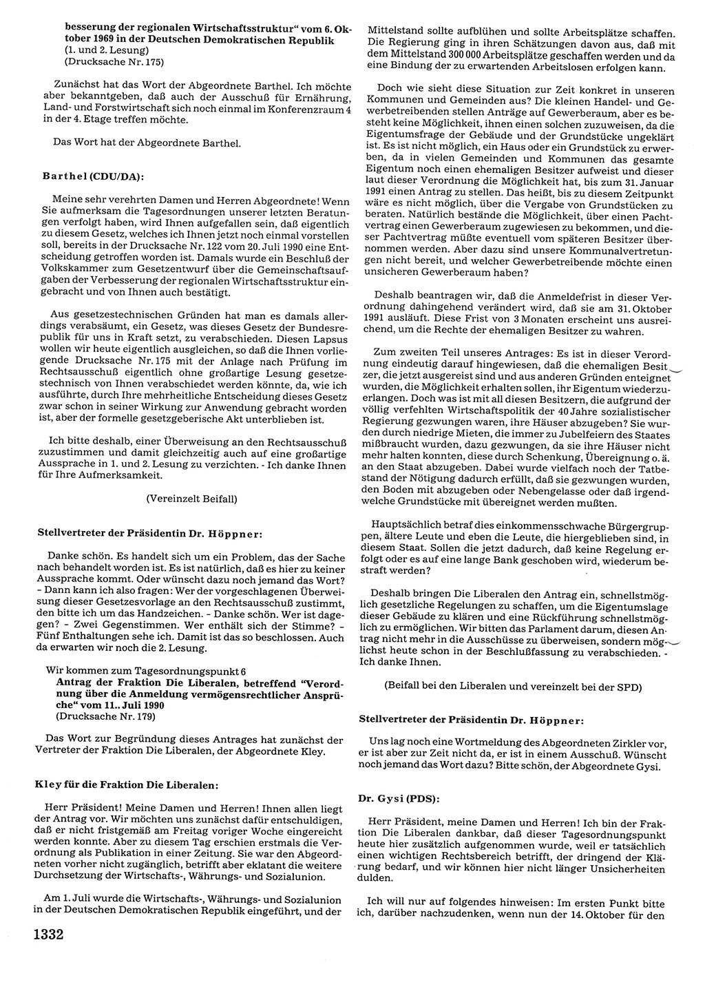 Tagungen der Volkskammer (VK) der Deutschen Demokratischen Republik (DDR), 10. Wahlperiode 1990, Seite 1332 (VK. DDR 10. WP. 1990, Prot. Tg. 1-38, 5.4.-2.10.1990, S. 1332)