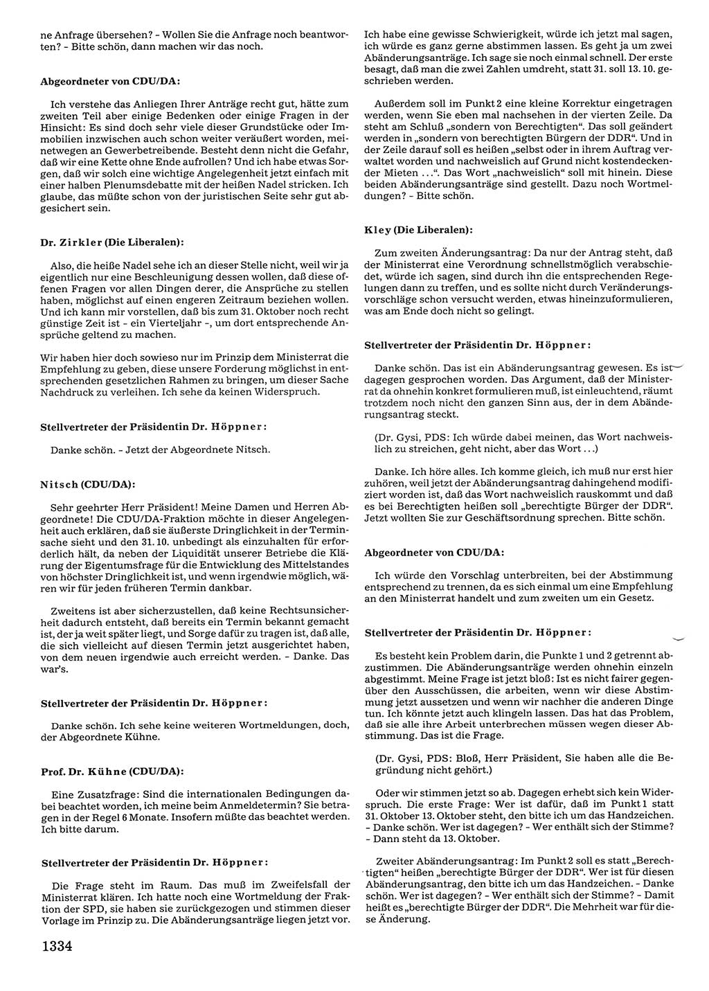 Tagungen der Volkskammer (VK) der Deutschen Demokratischen Republik (DDR), 10. Wahlperiode 1990, Seite 1334 (VK. DDR 10. WP. 1990, Prot. Tg. 1-38, 5.4.-2.10.1990, S. 1334)