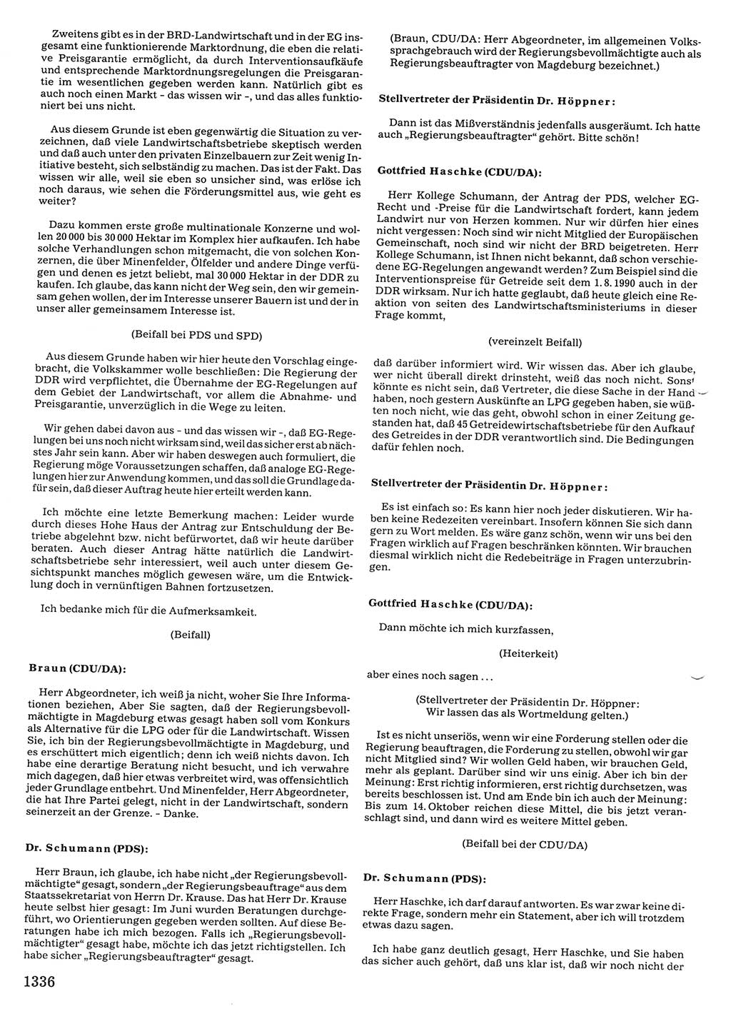 Tagungen der Volkskammer (VK) der Deutschen Demokratischen Republik (DDR), 10. Wahlperiode 1990, Seite 1336 (VK. DDR 10. WP. 1990, Prot. Tg. 1-38, 5.4.-2.10.1990, S. 1336)