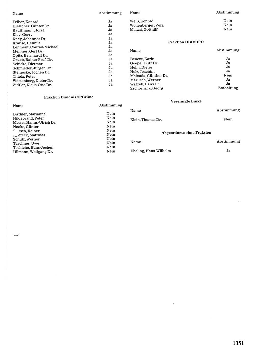 Tagungen der Volkskammer (VK) der Deutschen Demokratischen Republik (DDR), 10. Wahlperiode 1990, Seite 1351 (VK. DDR 10. WP. 1990, Prot. Tg. 1-38, 5.4.-2.10.1990, S. 1351)