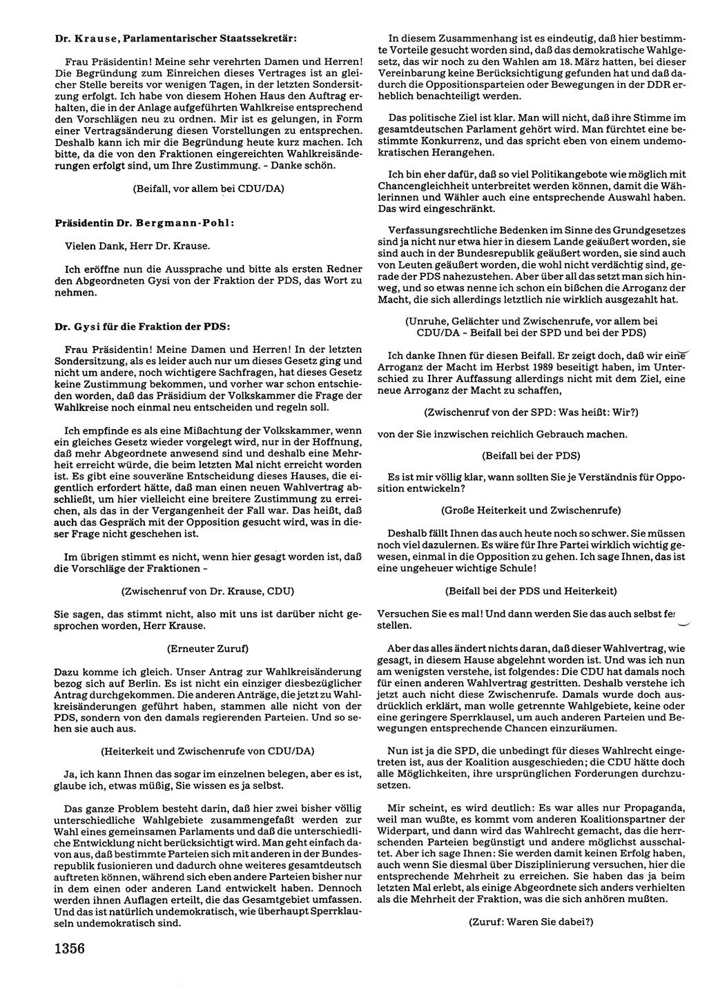 Tagungen der Volkskammer (VK) der Deutschen Demokratischen Republik (DDR), 10. Wahlperiode 1990, Seite 1356 (VK. DDR 10. WP. 1990, Prot. Tg. 1-38, 5.4.-2.10.1990, S. 1356)