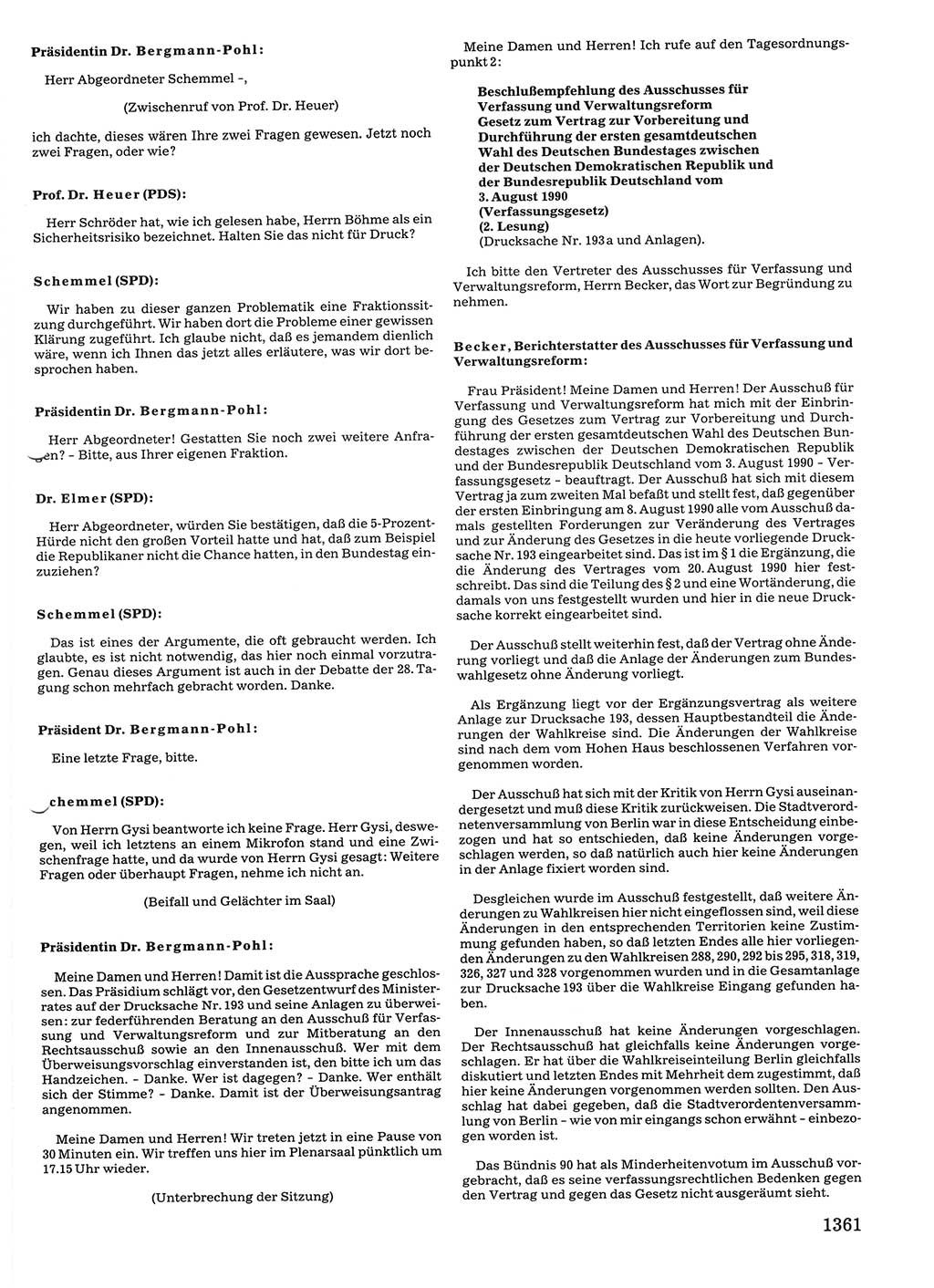 Tagungen der Volkskammer (VK) der Deutschen Demokratischen Republik (DDR), 10. Wahlperiode 1990, Seite 1361 (VK. DDR 10. WP. 1990, Prot. Tg. 1-38, 5.4.-2.10.1990, S. 1361)