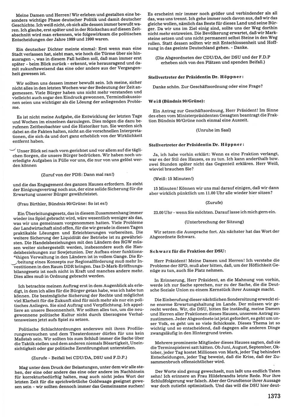 Tagungen der Volkskammer (VK) der Deutschen Demokratischen Republik (DDR), 10. Wahlperiode 1990, Seite 1373 (VK. DDR 10. WP. 1990, Prot. Tg. 1-38, 5.4.-2.10.1990, S. 1373)