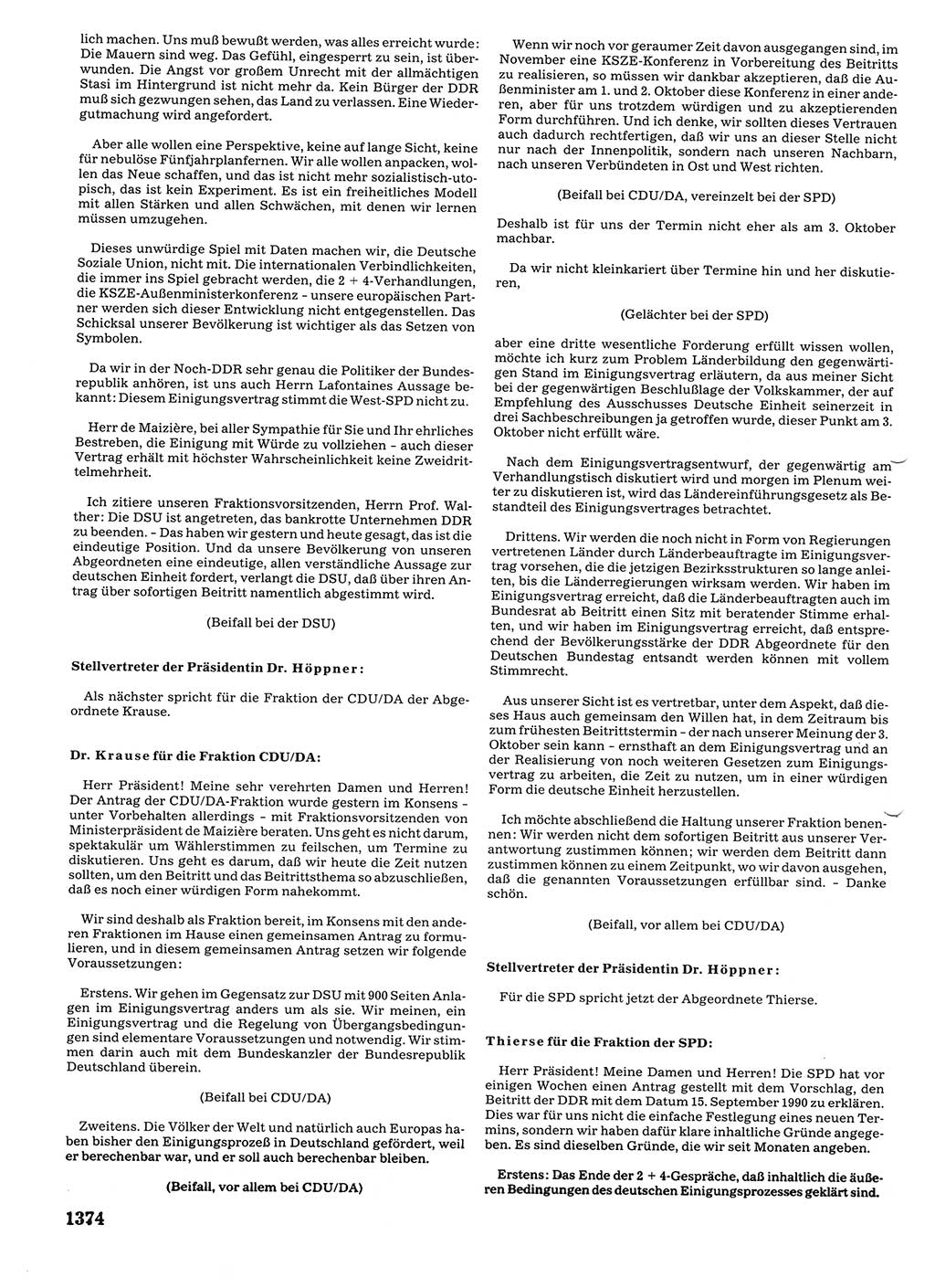 Tagungen der Volkskammer (VK) der Deutschen Demokratischen Republik (DDR), 10. Wahlperiode 1990, Seite 1374 (VK. DDR 10. WP. 1990, Prot. Tg. 1-38, 5.4.-2.10.1990, S. 1374)