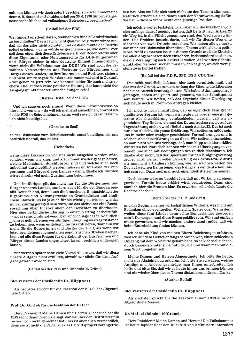 Tagungen der Volkskammer (VK) der Deutschen Demokratischen Republik (DDR), 10. Wahlperiode 1990, Seite 1377 (VK. DDR 10. WP. 1990, Prot. Tg. 1-38, 5.4.-2.10.1990, S. 1377)