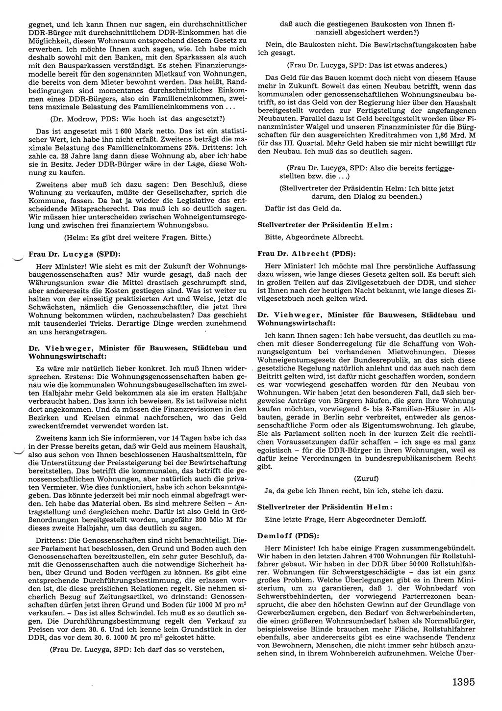 Tagungen der Volkskammer (VK) der Deutschen Demokratischen Republik (DDR), 10. Wahlperiode 1990, Seite 1395 (VK. DDR 10. WP. 1990, Prot. Tg. 1-38, 5.4.-2.10.1990, S. 1395)