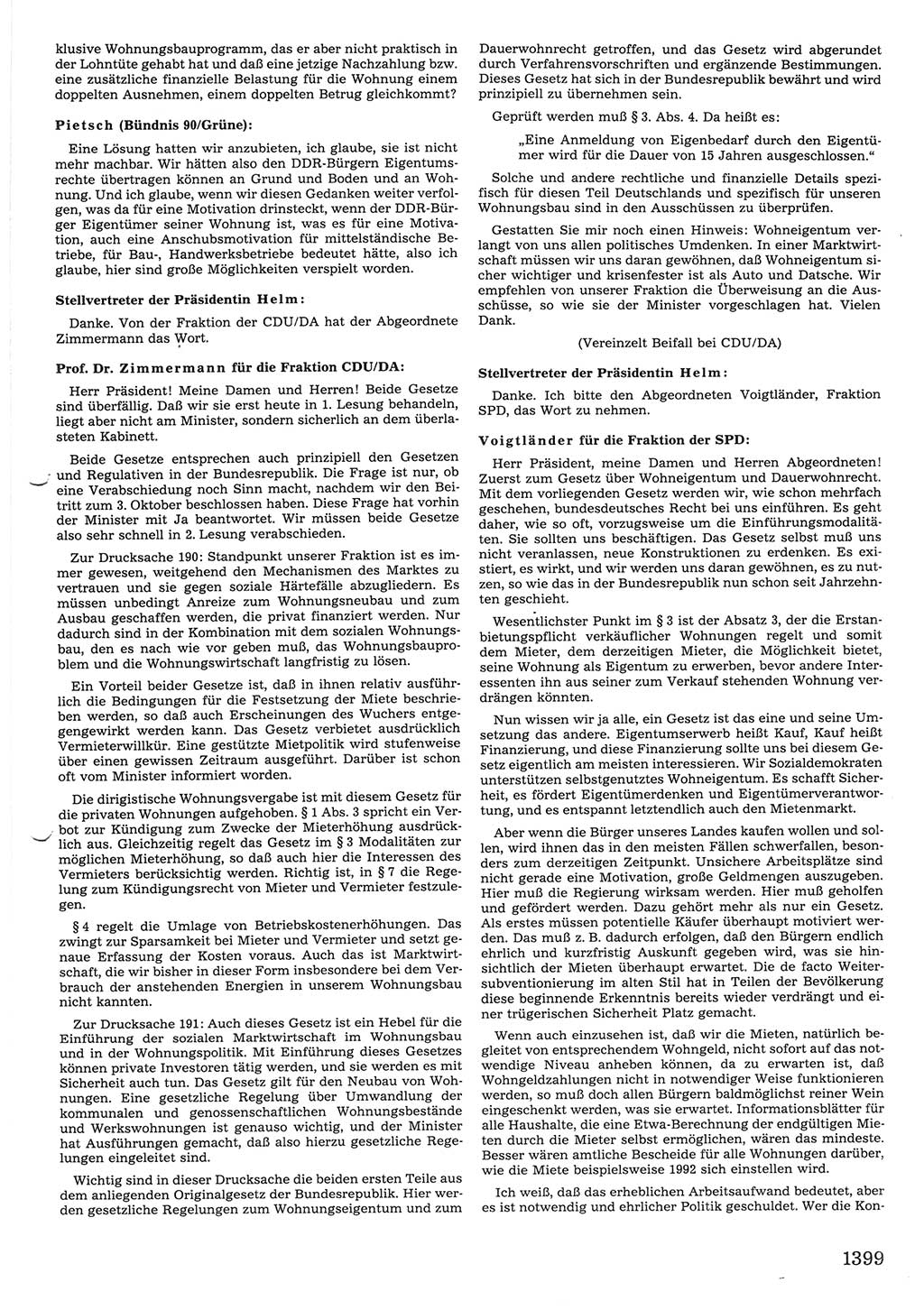 Tagungen der Volkskammer (VK) der Deutschen Demokratischen Republik (DDR), 10. Wahlperiode 1990, Seite 1399 (VK. DDR 10. WP. 1990, Prot. Tg. 1-38, 5.4.-2.10.1990, S. 1399)