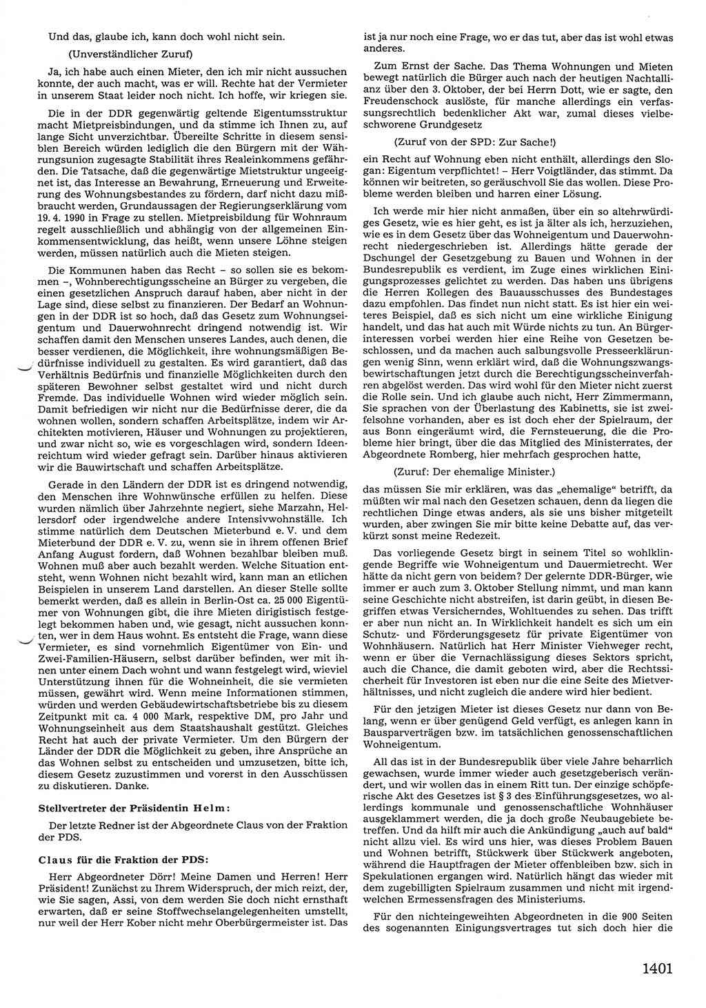 Tagungen der Volkskammer (VK) der Deutschen Demokratischen Republik (DDR), 10. Wahlperiode 1990, Seite 1401 (VK. DDR 10. WP. 1990, Prot. Tg. 1-38, 5.4.-2.10.1990, S. 1401)