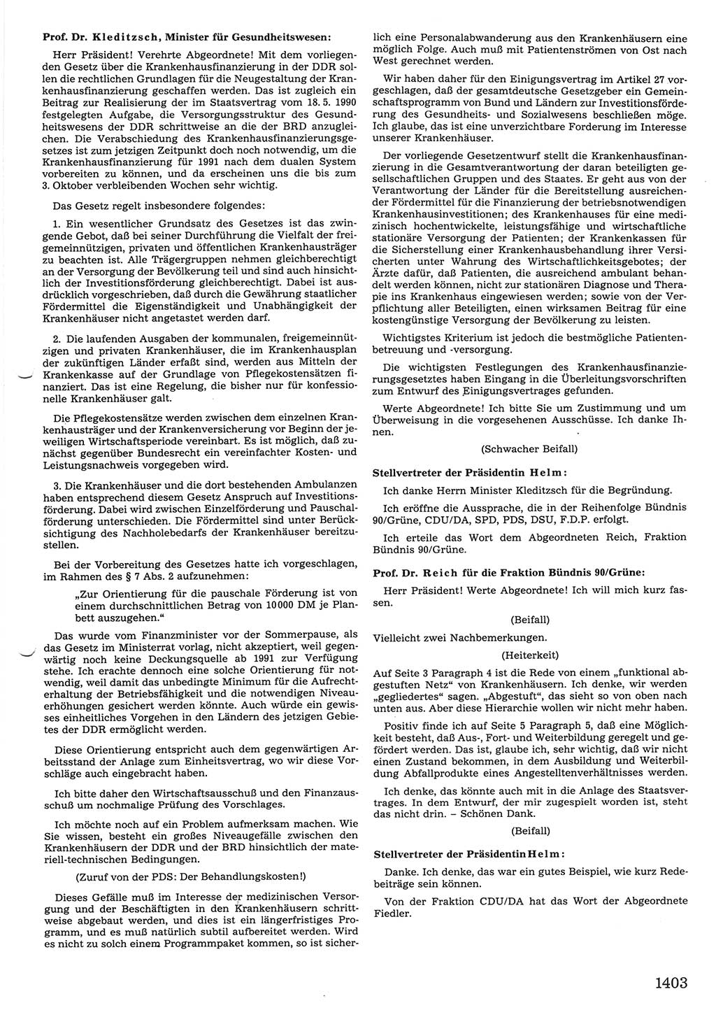 Tagungen der Volkskammer (VK) der Deutschen Demokratischen Republik (DDR), 10. Wahlperiode 1990, Seite 1403 (VK. DDR 10. WP. 1990, Prot. Tg. 1-38, 5.4.-2.10.1990, S. 1403)