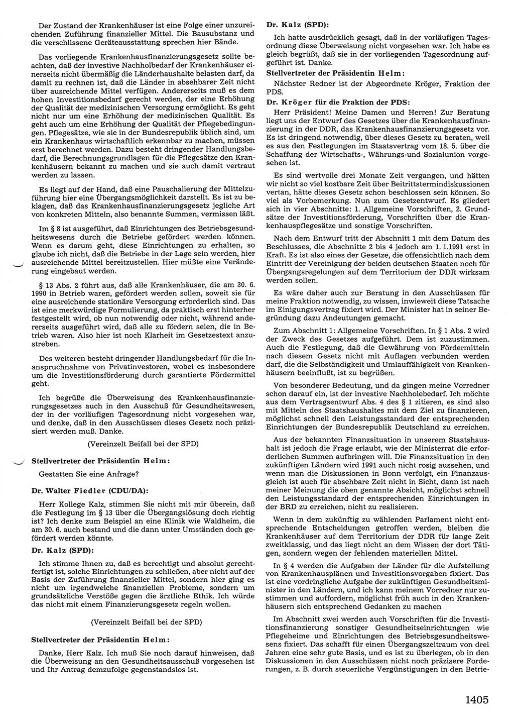 Tagungen der Volkskammer (VK) der Deutschen Demokratischen Republik (DDR), 10. Wahlperiode 1990, Seite 1405 (VK. DDR 10. WP. 1990, Prot. Tg. 1-38, 5.4.-2.10.1990, S. 1405)