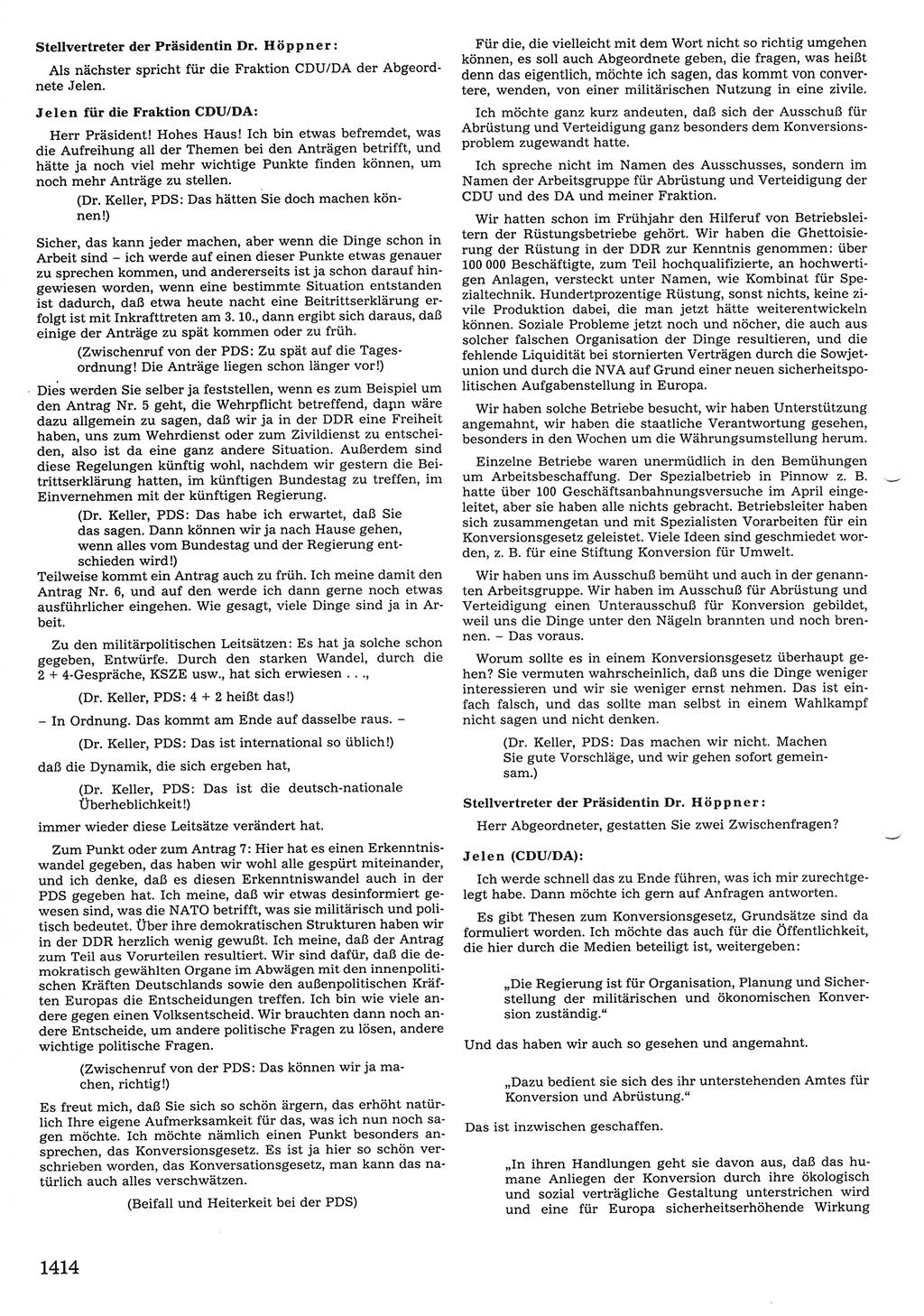 Tagungen der Volkskammer (VK) der Deutschen Demokratischen Republik (DDR), 10. Wahlperiode 1990, Seite 1414 (VK. DDR 10. WP. 1990, Prot. Tg. 1-38, 5.4.-2.10.1990, S. 1414)