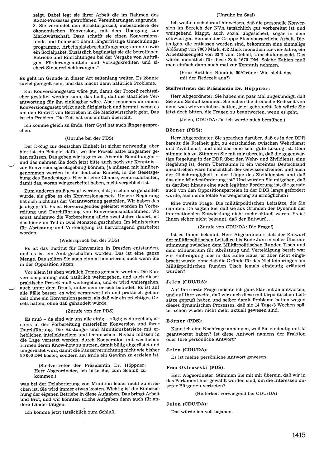 Tagungen der Volkskammer (VK) der Deutschen Demokratischen Republik (DDR), 10. Wahlperiode 1990, Seite 1415 (VK. DDR 10. WP. 1990, Prot. Tg. 1-38, 5.4.-2.10.1990, S. 1415)