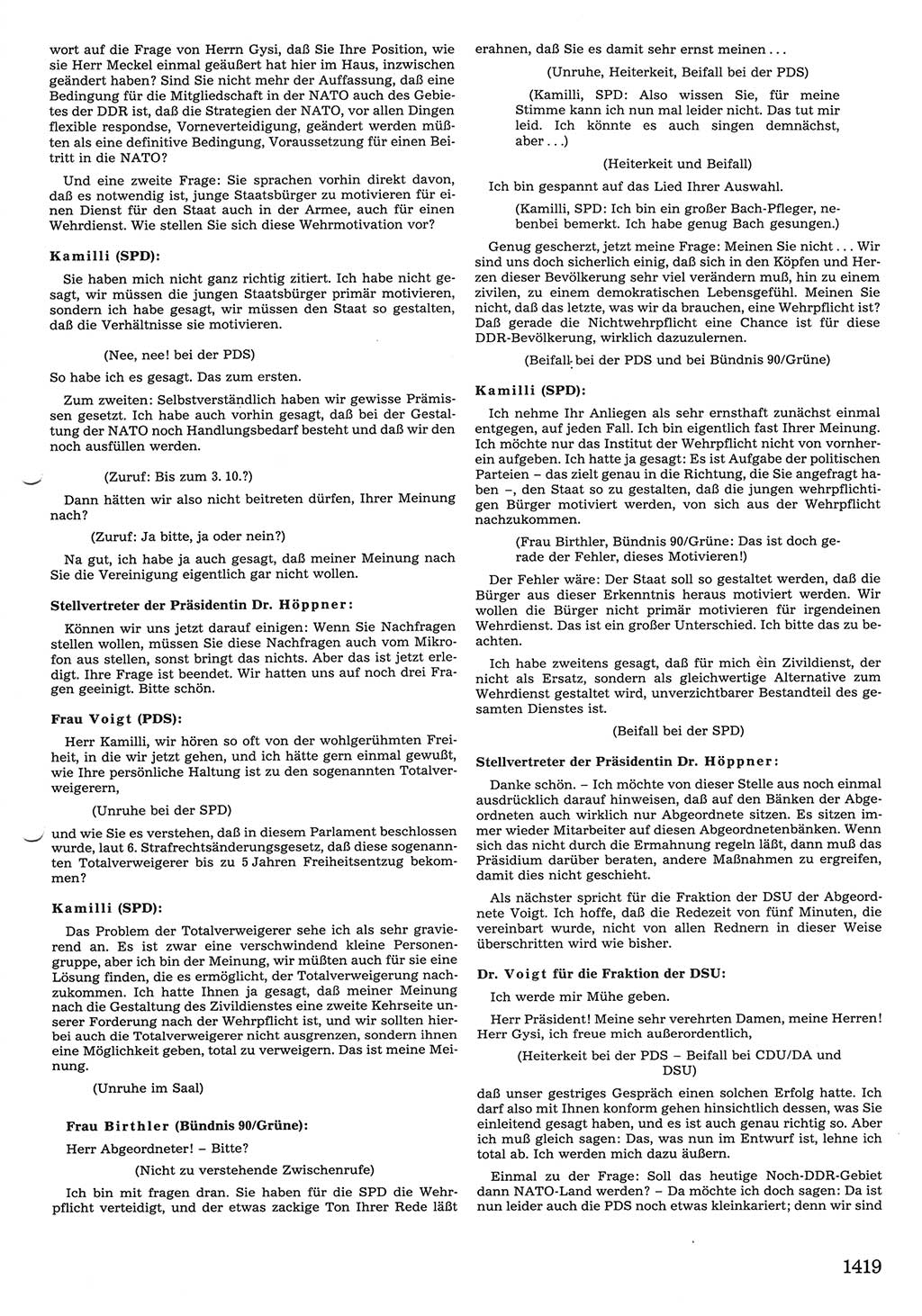 Tagungen der Volkskammer (VK) der Deutschen Demokratischen Republik (DDR), 10. Wahlperiode 1990, Seite 1419 (VK. DDR 10. WP. 1990, Prot. Tg. 1-38, 5.4.-2.10.1990, S. 1419)