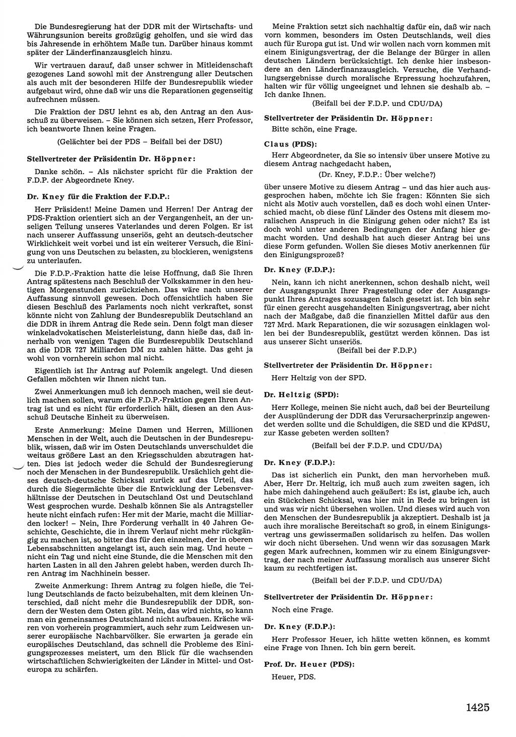Tagungen der Volkskammer (VK) der Deutschen Demokratischen Republik (DDR), 10. Wahlperiode 1990, Seite 1425 (VK. DDR 10. WP. 1990, Prot. Tg. 1-38, 5.4.-2.10.1990, S. 1425)