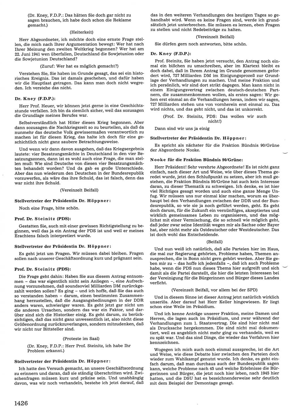 Tagungen der Volkskammer (VK) der Deutschen Demokratischen Republik (DDR), 10. Wahlperiode 1990, Seite 1426 (VK. DDR 10. WP. 1990, Prot. Tg. 1-38, 5.4.-2.10.1990, S. 1426)