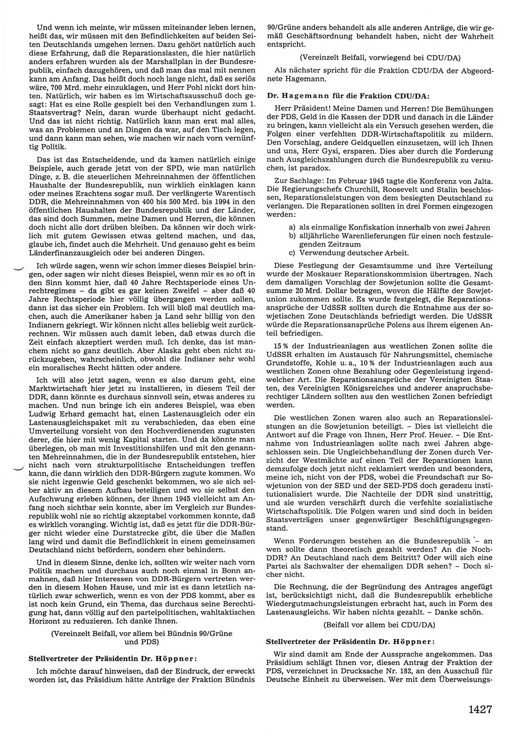 Tagungen der Volkskammer (VK) der Deutschen Demokratischen Republik (DDR), 10. Wahlperiode 1990, Seite 1427 (VK. DDR 10. WP. 1990, Prot. Tg. 1-38, 5.4.-2.10.1990, S. 1427)