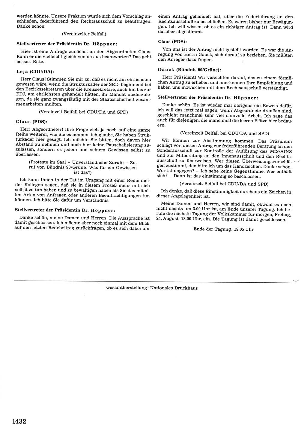 Tagungen der Volkskammer (VK) der Deutschen Demokratischen Republik (DDR), 10. Wahlperiode 1990, Seite 1432 (VK. DDR 10. WP. 1990, Prot. Tg. 1-38, 5.4.-2.10.1990, S. 1432)