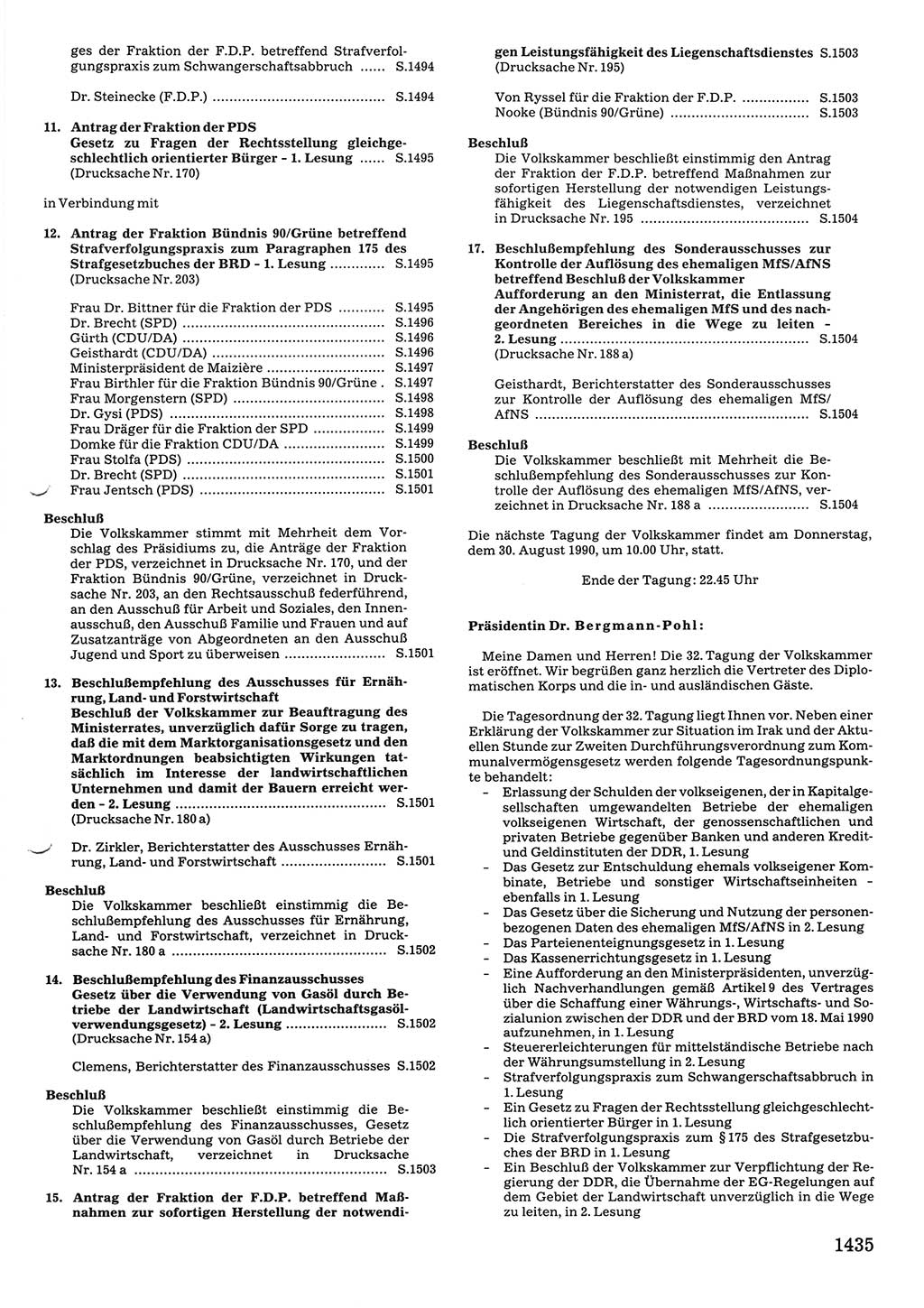 Tagungen der Volkskammer (VK) der Deutschen Demokratischen Republik (DDR), 10. Wahlperiode 1990, Seite 1435 (VK. DDR 10. WP. 1990, Prot. Tg. 1-38, 5.4.-2.10.1990, S. 1435)