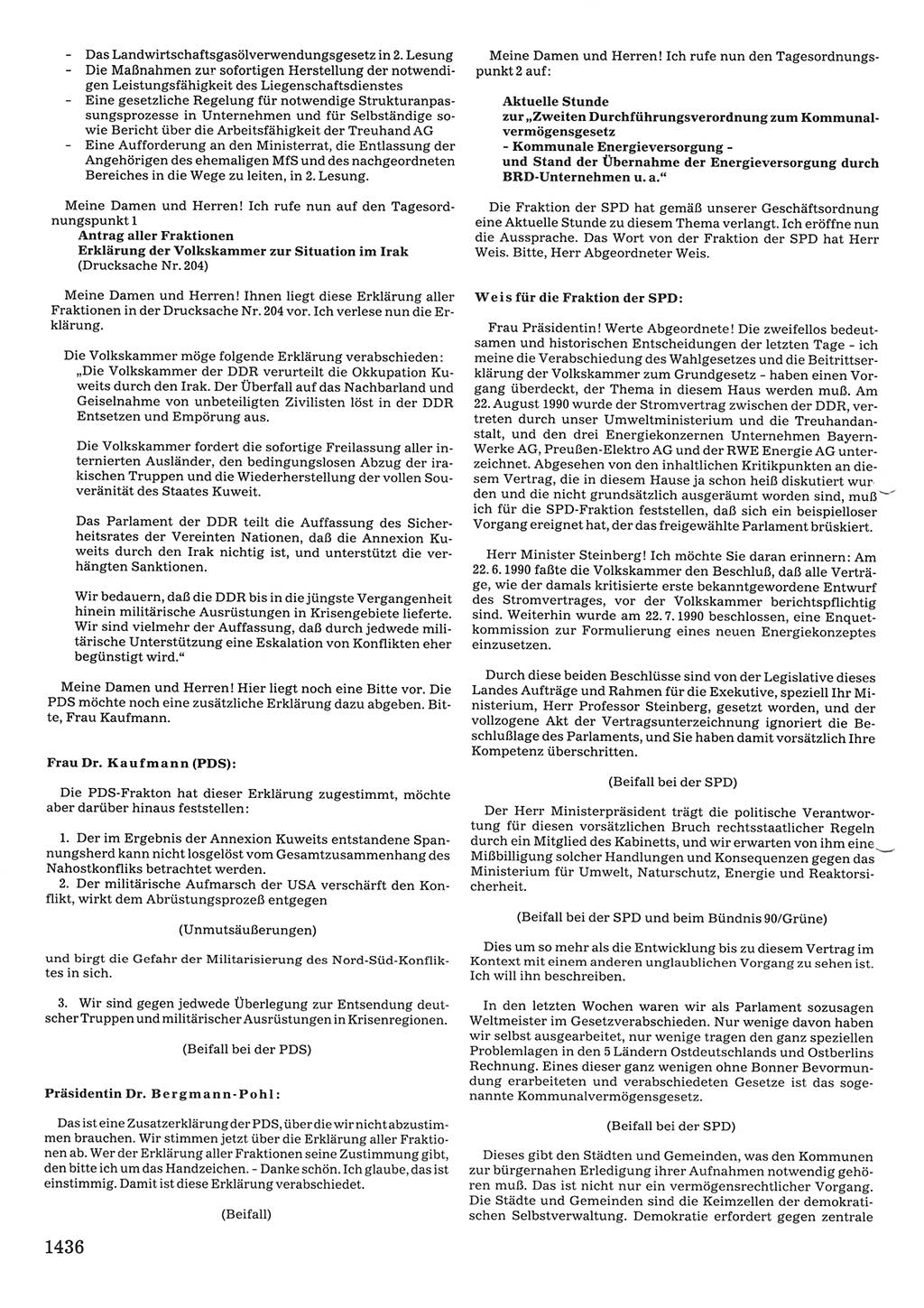 Tagungen der Volkskammer (VK) der Deutschen Demokratischen Republik (DDR), 10. Wahlperiode 1990, Seite 1436 (VK. DDR 10. WP. 1990, Prot. Tg. 1-38, 5.4.-2.10.1990, S. 1436)