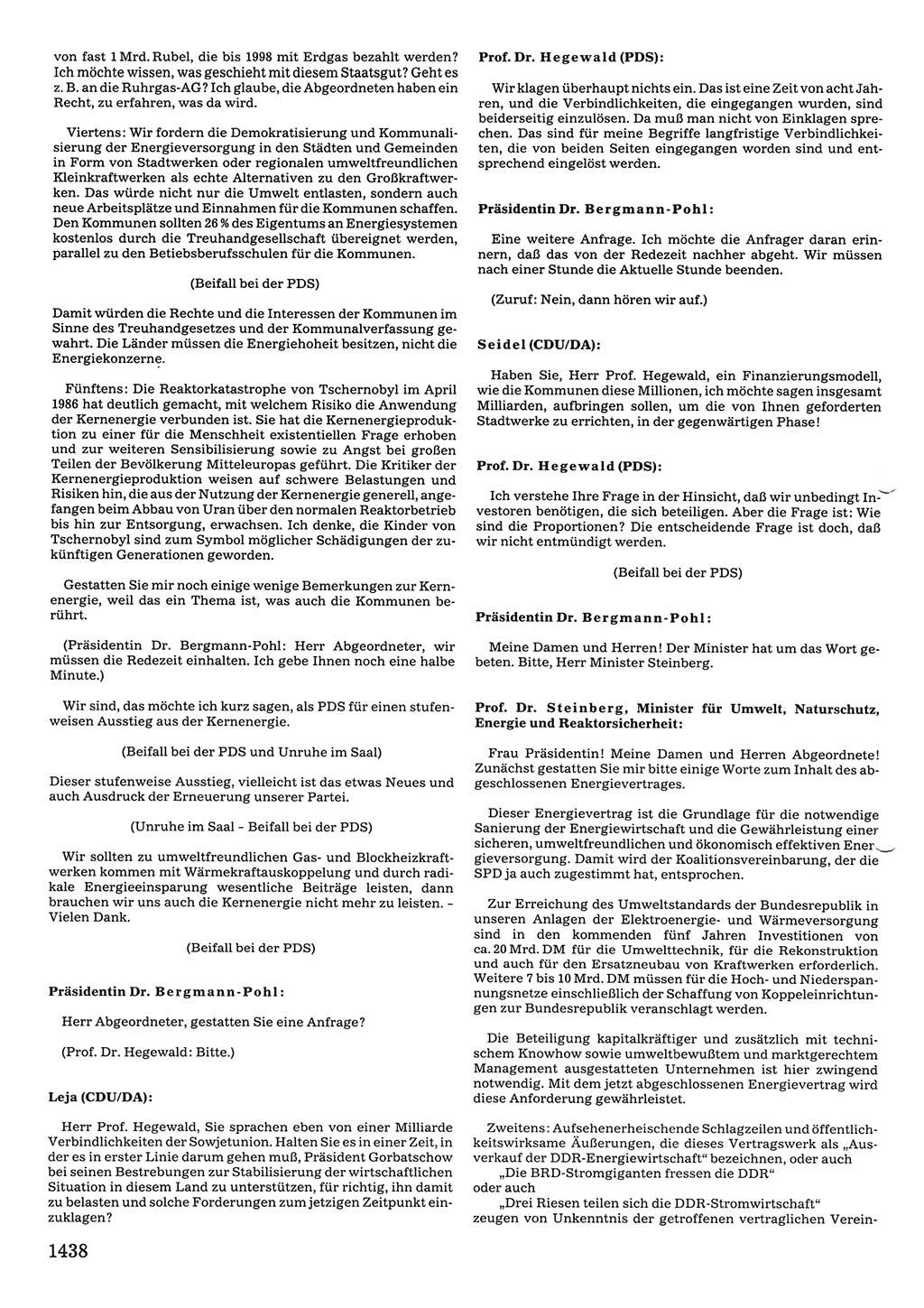 Tagungen der Volkskammer (VK) der Deutschen Demokratischen Republik (DDR), 10. Wahlperiode 1990, Seite 1438 (VK. DDR 10. WP. 1990, Prot. Tg. 1-38, 5.4.-2.10.1990, S. 1438)