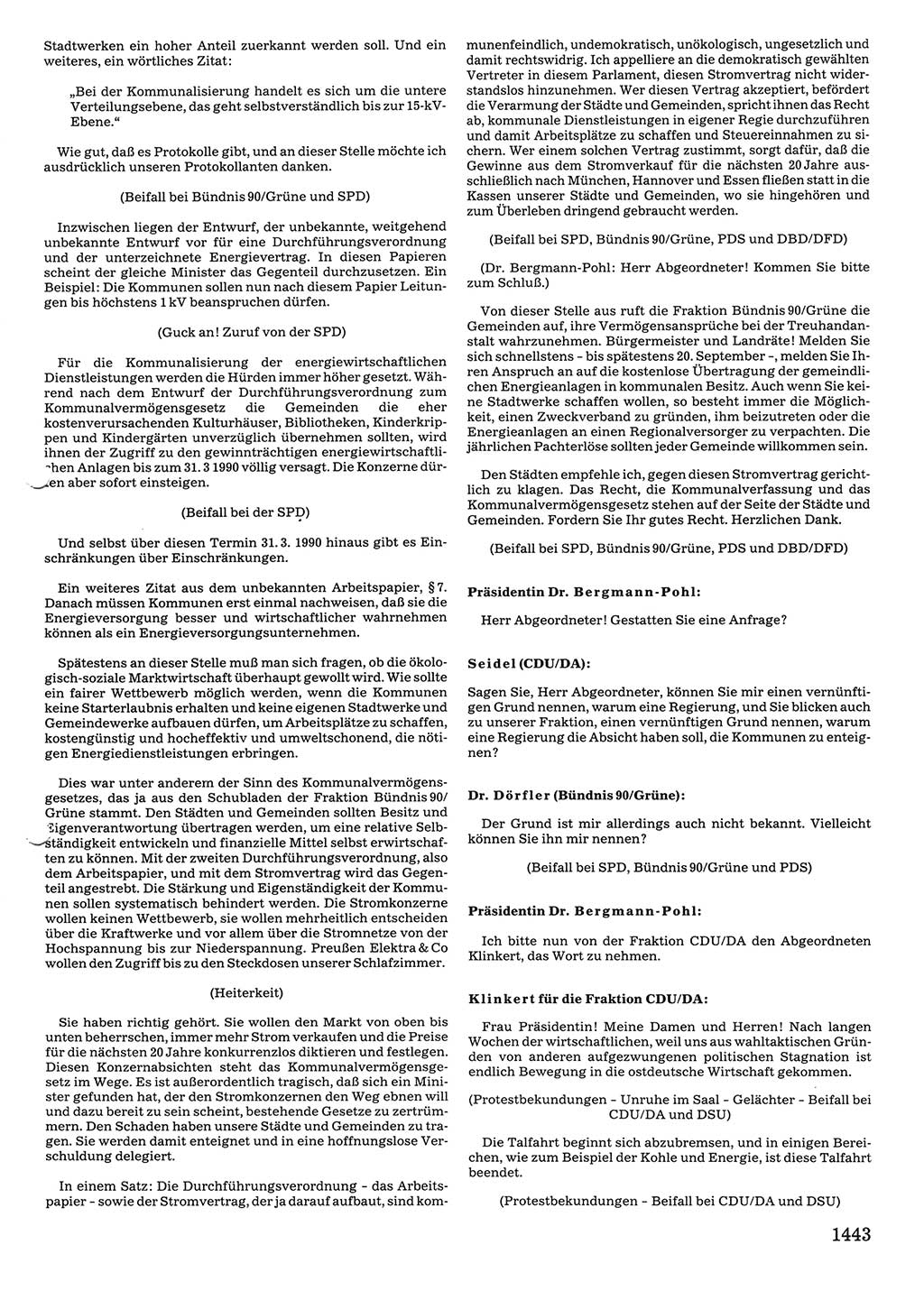 Tagungen der Volkskammer (VK) der Deutschen Demokratischen Republik (DDR), 10. Wahlperiode 1990, Seite 1443 (VK. DDR 10. WP. 1990, Prot. Tg. 1-38, 5.4.-2.10.1990, S. 1443)