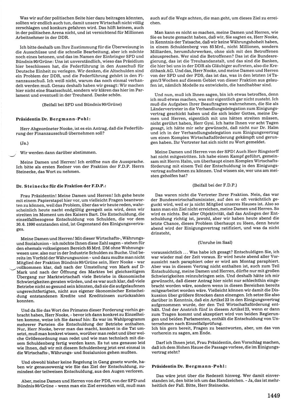 Tagungen der Volkskammer (VK) der Deutschen Demokratischen Republik (DDR), 10. Wahlperiode 1990, Seite 1449 (VK. DDR 10. WP. 1990, Prot. Tg. 1-38, 5.4.-2.10.1990, S. 1449)