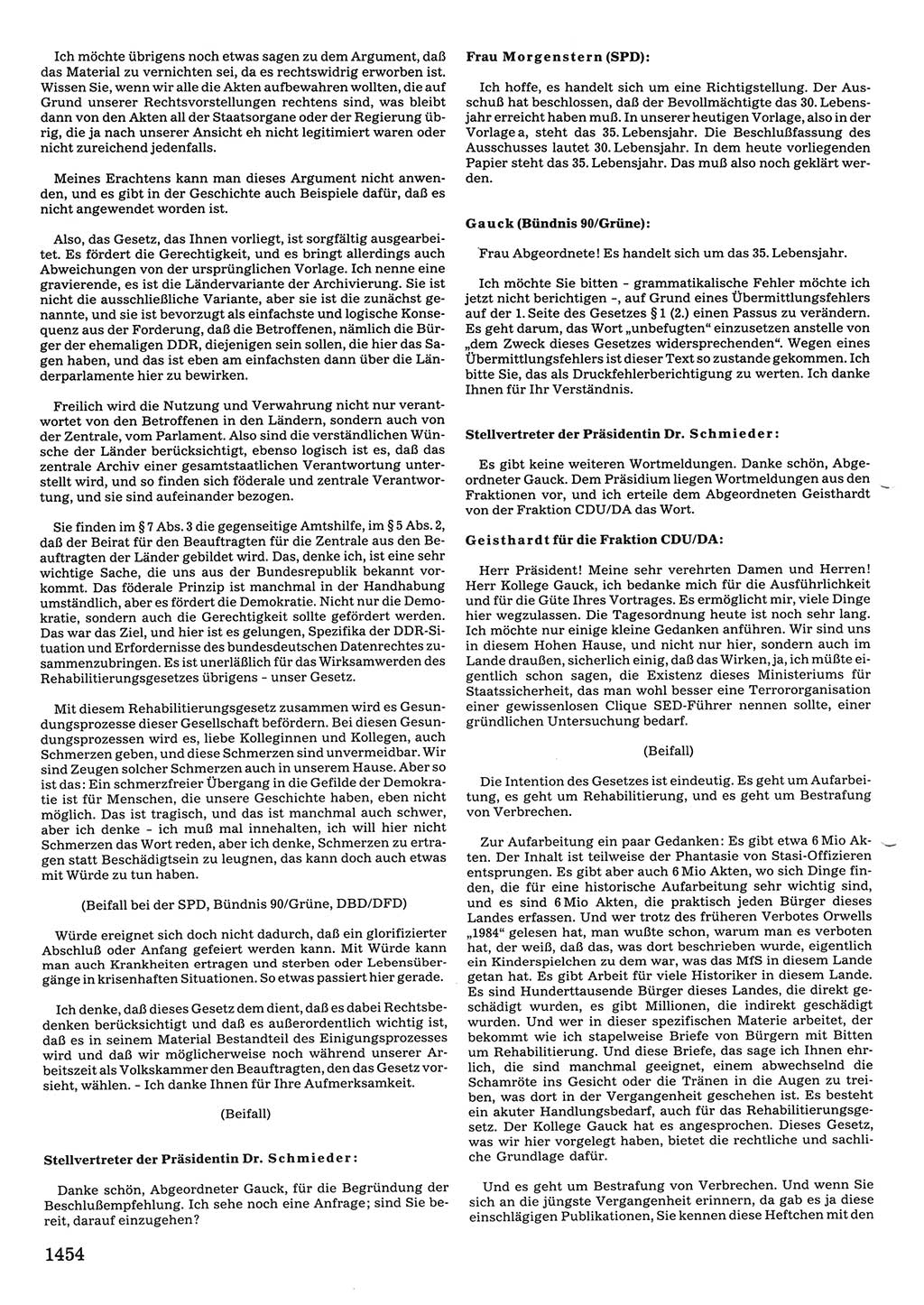 Tagungen der Volkskammer (VK) der Deutschen Demokratischen Republik (DDR), 10. Wahlperiode 1990, Seite 1454 (VK. DDR 10. WP. 1990, Prot. Tg. 1-38, 5.4.-2.10.1990, S. 1454)