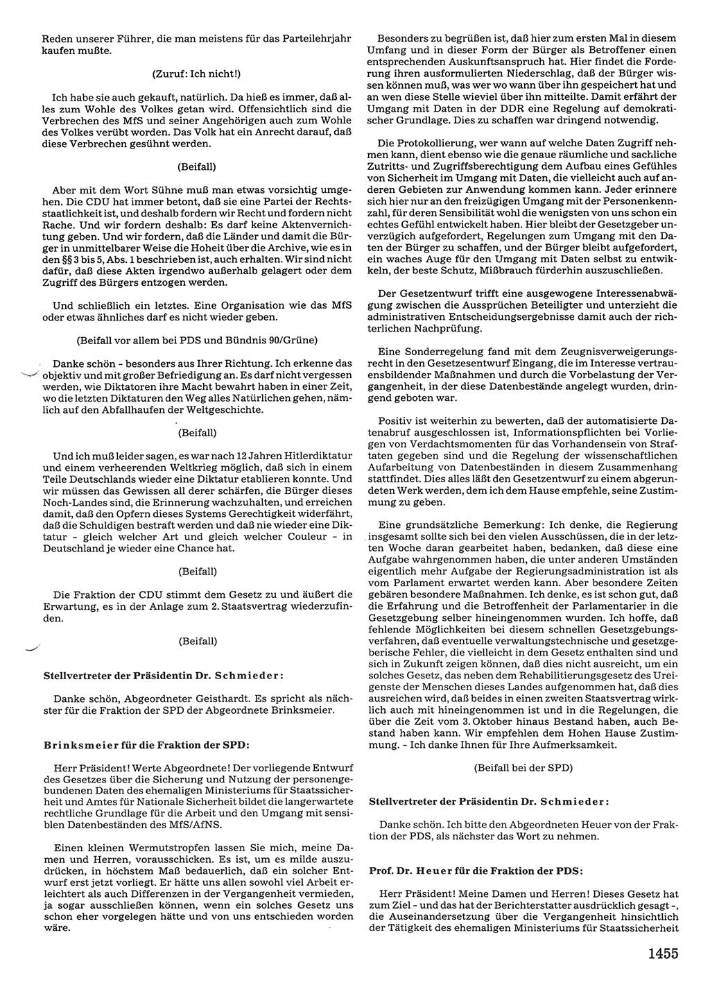 Tagungen der Volkskammer (VK) der Deutschen Demokratischen Republik (DDR), 10. Wahlperiode 1990, Seite 1455 (VK. DDR 10. WP. 1990, Prot. Tg. 1-38, 5.4.-2.10.1990, S. 1455)