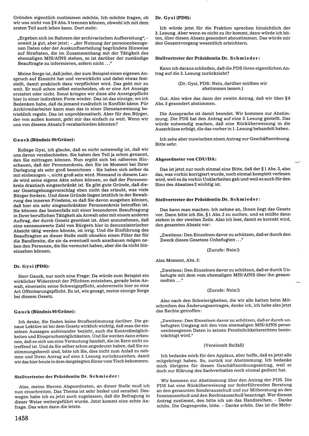 Tagungen der Volkskammer (VK) der Deutschen Demokratischen Republik (DDR), 10. Wahlperiode 1990, Seite 1458 (VK. DDR 10. WP. 1990, Prot. Tg. 1-38, 5.4.-2.10.1990, S. 1458)