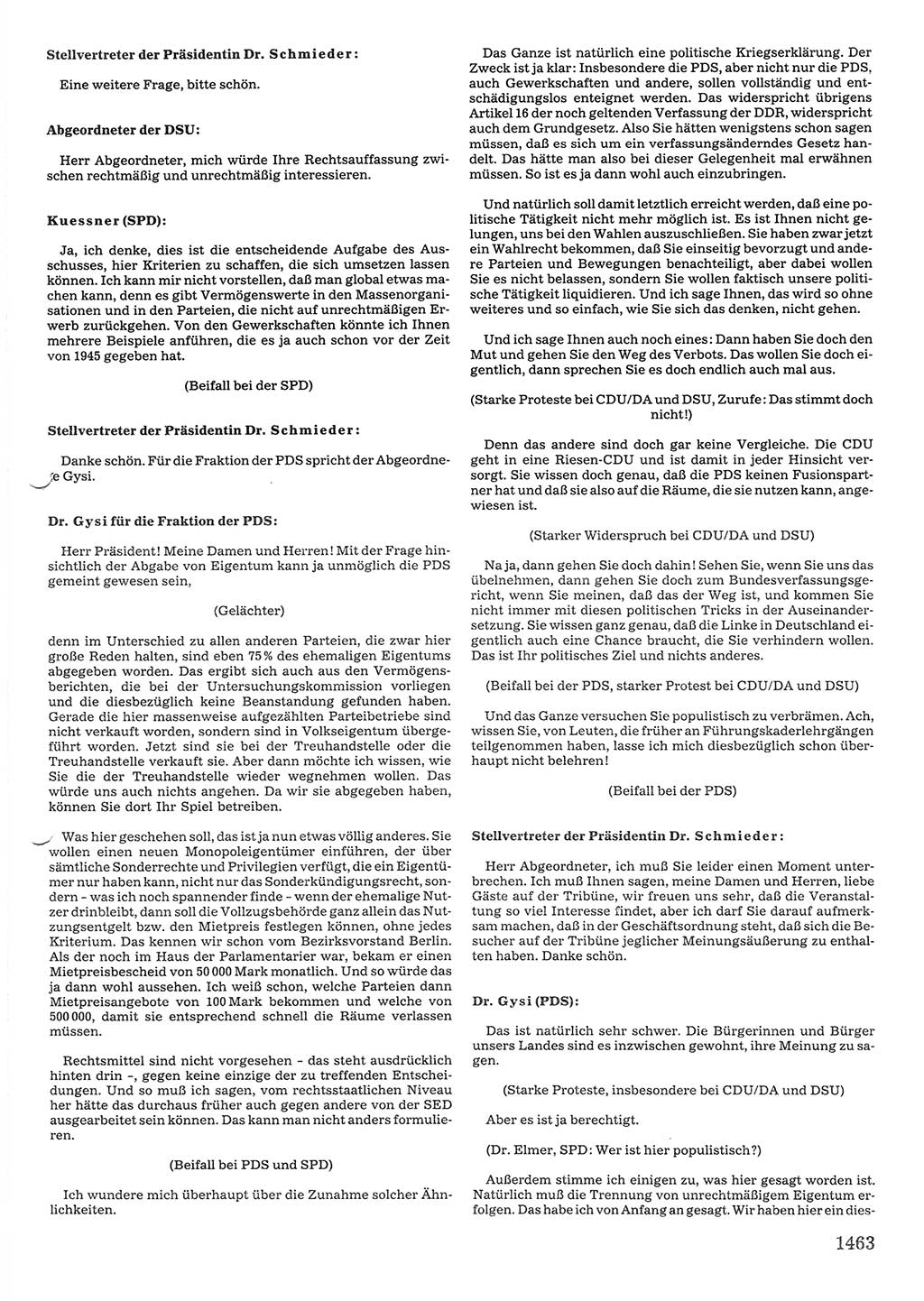 Tagungen der Volkskammer (VK) der Deutschen Demokratischen Republik (DDR), 10. Wahlperiode 1990, Seite 1463 (VK. DDR 10. WP. 1990, Prot. Tg. 1-38, 5.4.-2.10.1990, S. 1463)