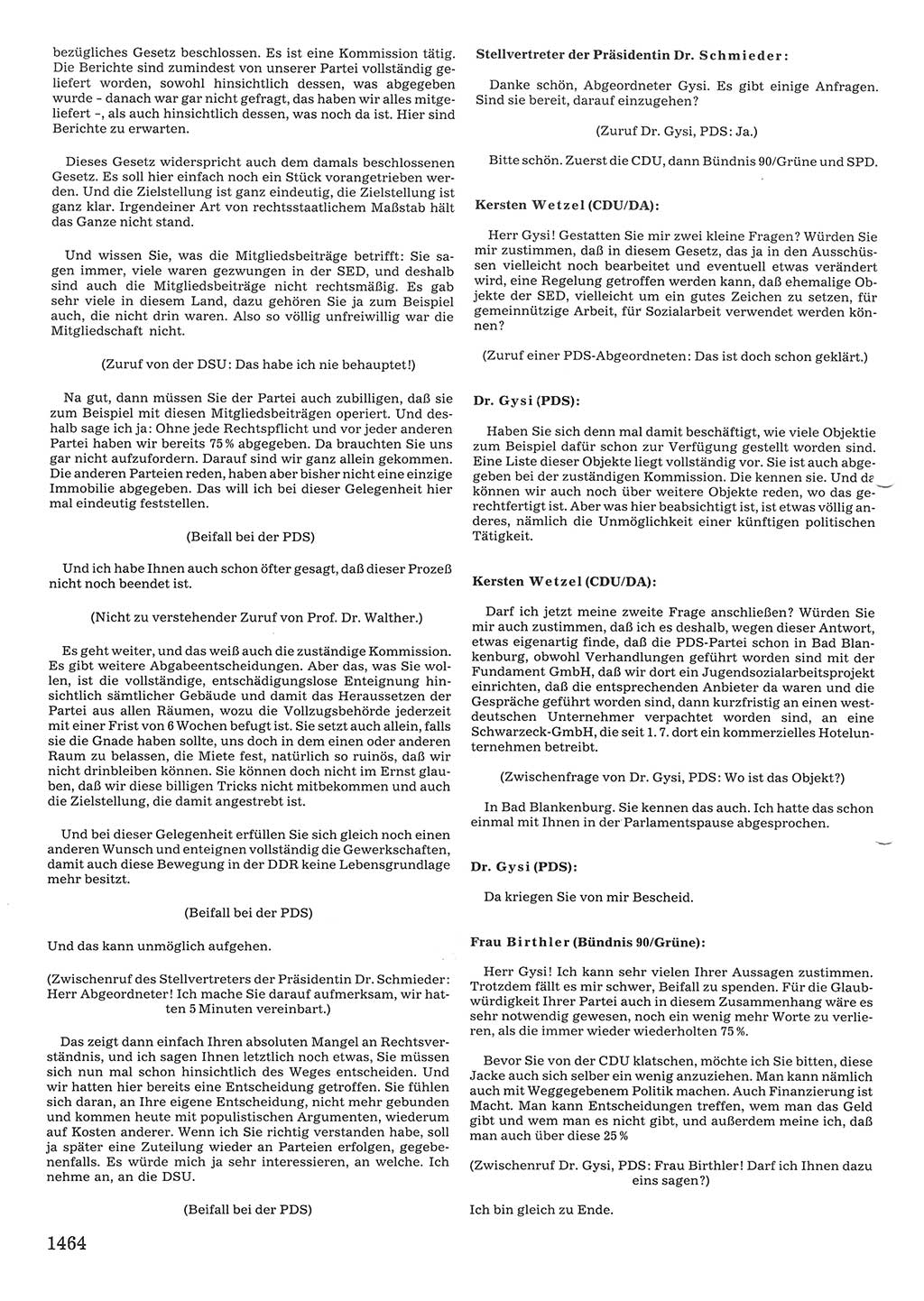 Tagungen der Volkskammer (VK) der Deutschen Demokratischen Republik (DDR), 10. Wahlperiode 1990, Seite 1464 (VK. DDR 10. WP. 1990, Prot. Tg. 1-38, 5.4.-2.10.1990, S. 1464)