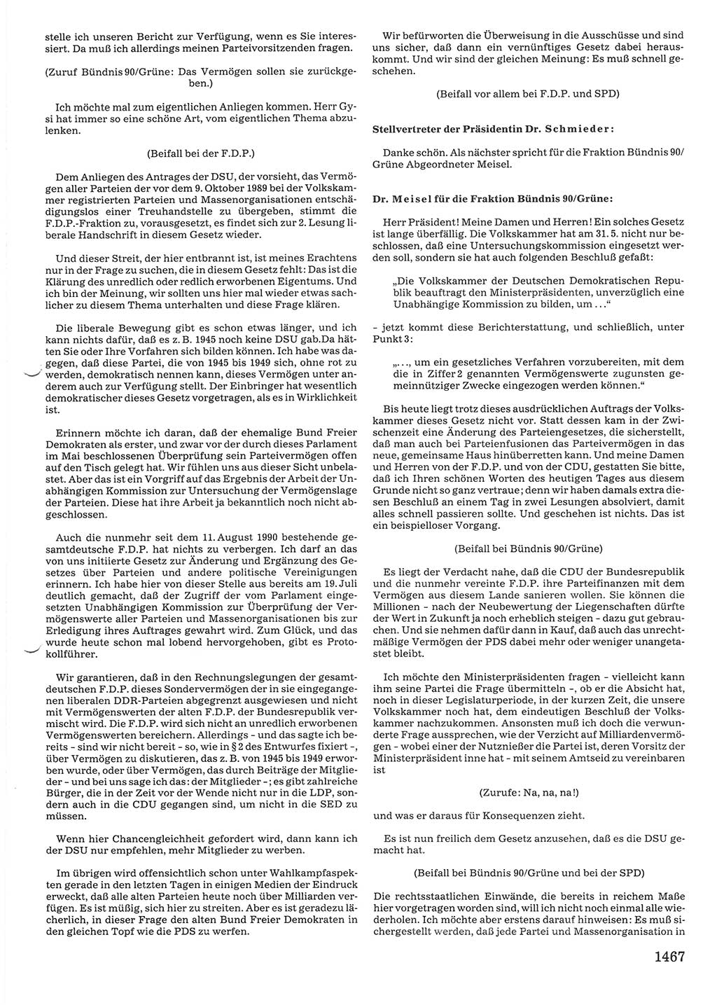 Tagungen der Volkskammer (VK) der Deutschen Demokratischen Republik (DDR), 10. Wahlperiode 1990, Seite 1467 (VK. DDR 10. WP. 1990, Prot. Tg. 1-38, 5.4.-2.10.1990, S. 1467)