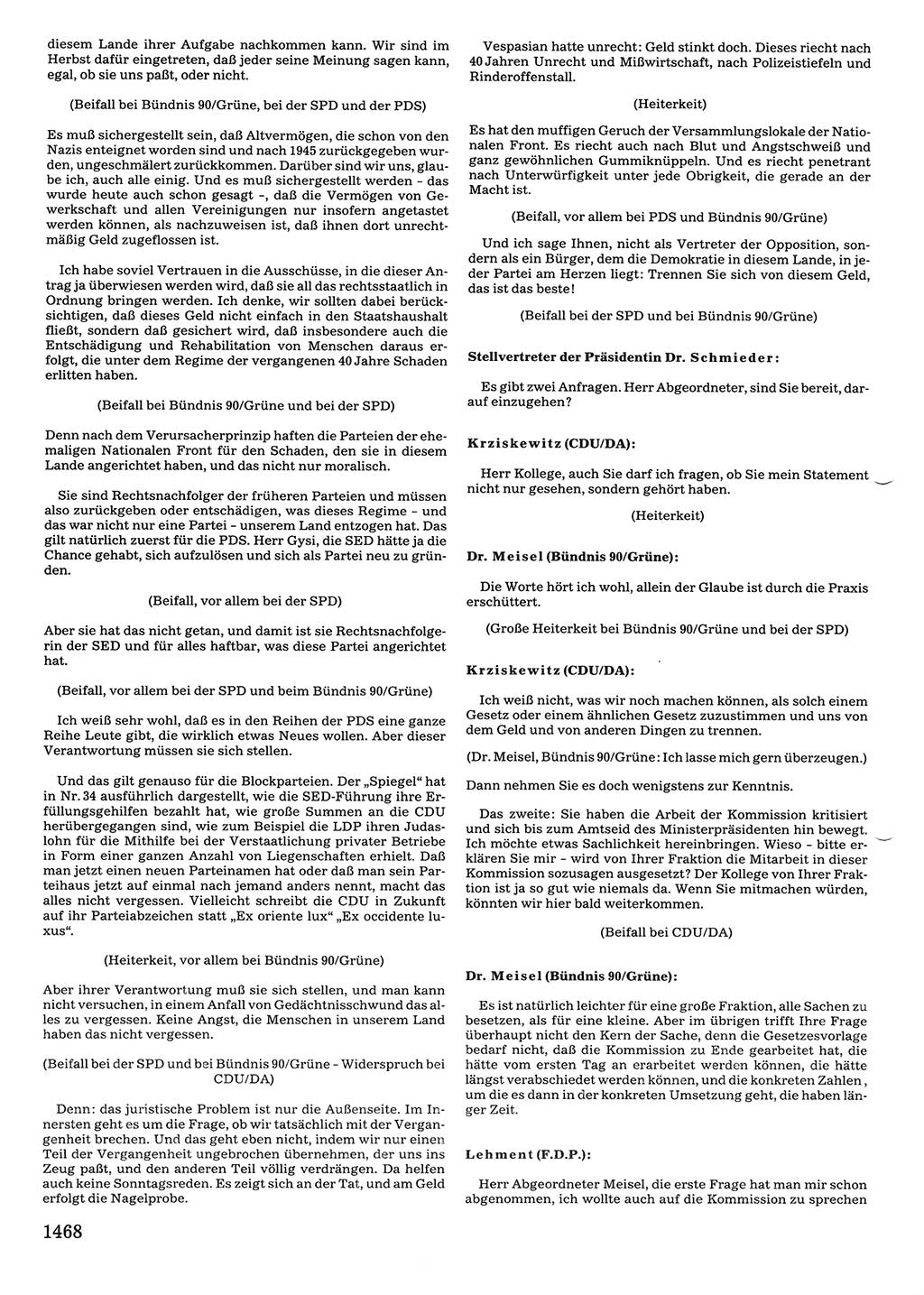 Tagungen der Volkskammer (VK) der Deutschen Demokratischen Republik (DDR), 10. Wahlperiode 1990, Seite 1468 (VK. DDR 10. WP. 1990, Prot. Tg. 1-38, 5.4.-2.10.1990, S. 1468)