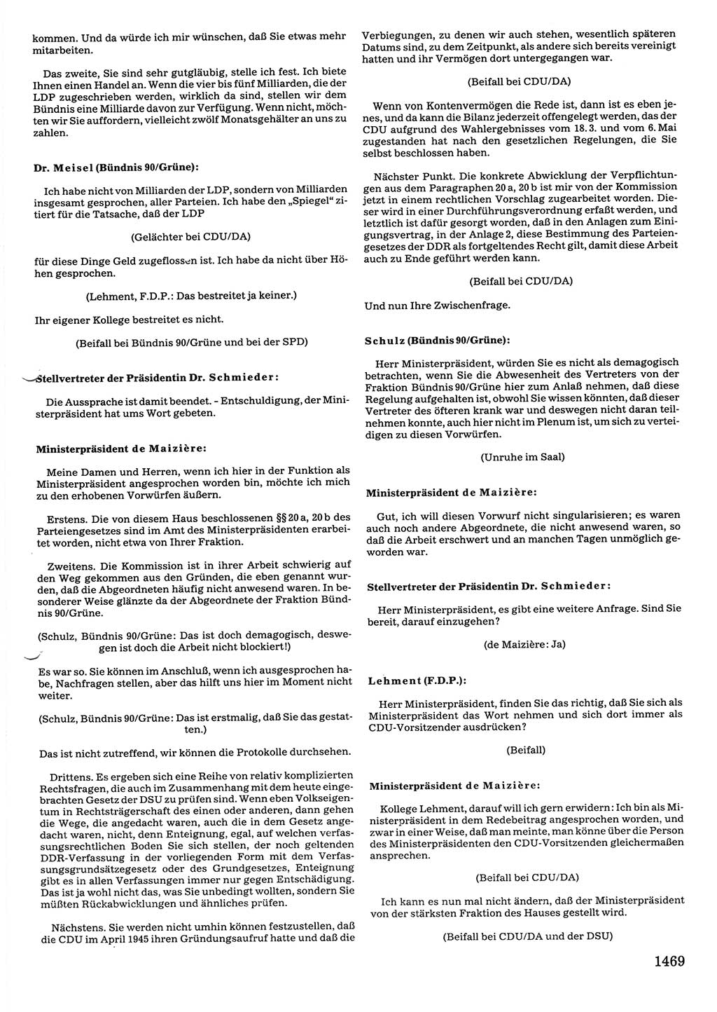Tagungen der Volkskammer (VK) der Deutschen Demokratischen Republik (DDR), 10. Wahlperiode 1990, Seite 1469 (VK. DDR 10. WP. 1990, Prot. Tg. 1-38, 5.4.-2.10.1990, S. 1469)