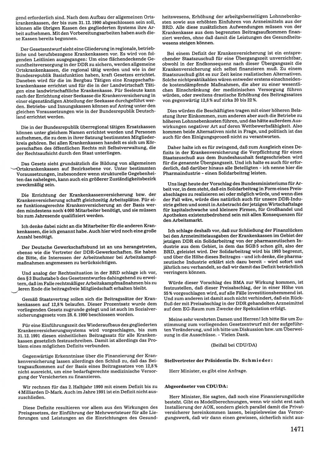 Tagungen der Volkskammer (VK) der Deutschen Demokratischen Republik (DDR), 10. Wahlperiode 1990, Seite 1471 (VK. DDR 10. WP. 1990, Prot. Tg. 1-38, 5.4.-2.10.1990, S. 1471)