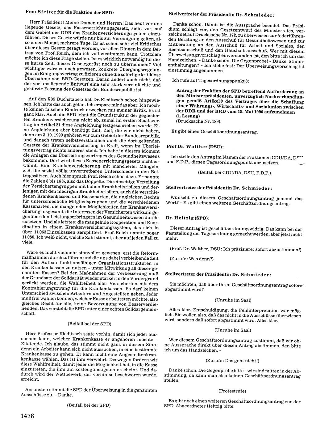 Tagungen der Volkskammer (VK) der Deutschen Demokratischen Republik (DDR), 10. Wahlperiode 1990, Seite 1478 (VK. DDR 10. WP. 1990, Prot. Tg. 1-38, 5.4.-2.10.1990, S. 1478)