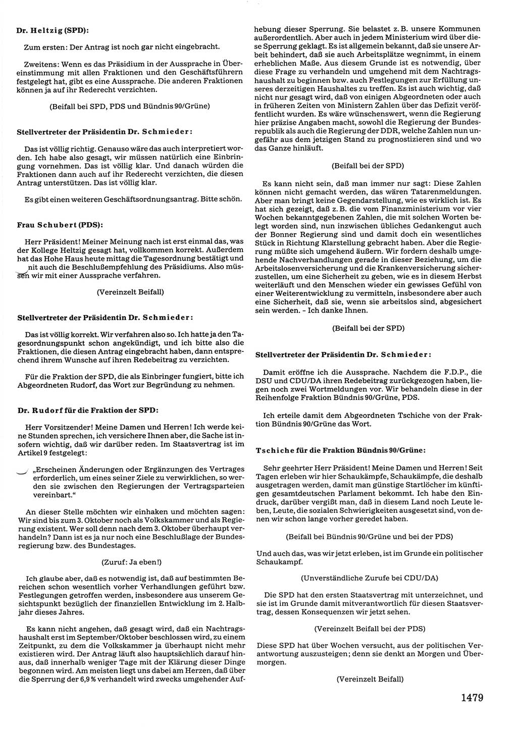 Tagungen der Volkskammer (VK) der Deutschen Demokratischen Republik (DDR), 10. Wahlperiode 1990, Seite 1479 (VK. DDR 10. WP. 1990, Prot. Tg. 1-38, 5.4.-2.10.1990, S. 1479)