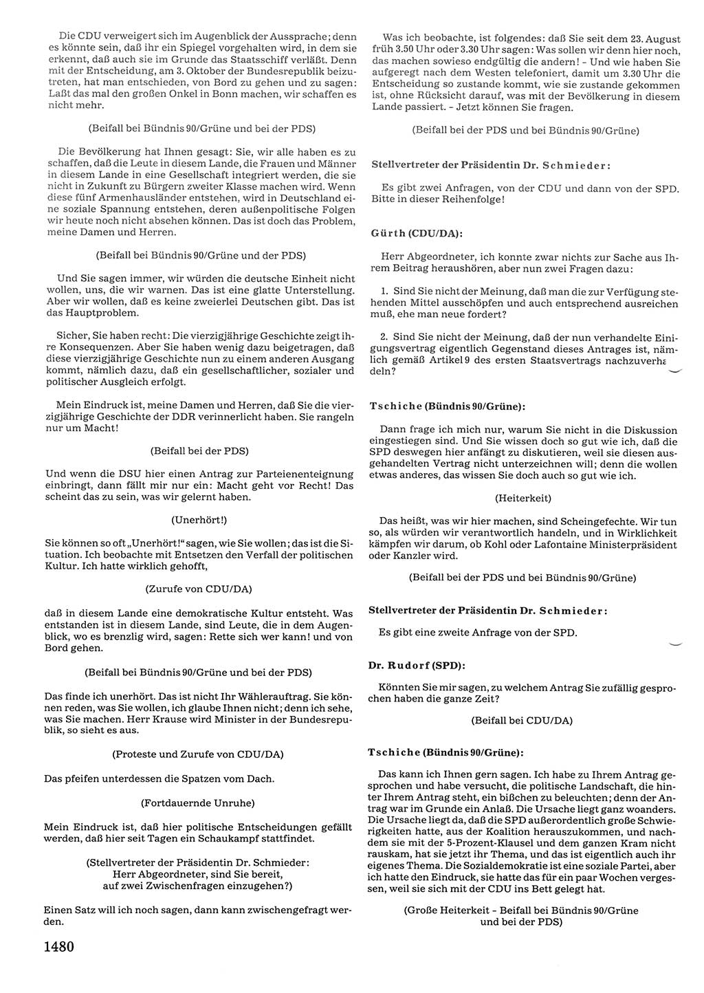 Tagungen der Volkskammer (VK) der Deutschen Demokratischen Republik (DDR), 10. Wahlperiode 1990, Seite 1480 (VK. DDR 10. WP. 1990, Prot. Tg. 1-38, 5.4.-2.10.1990, S. 1480)