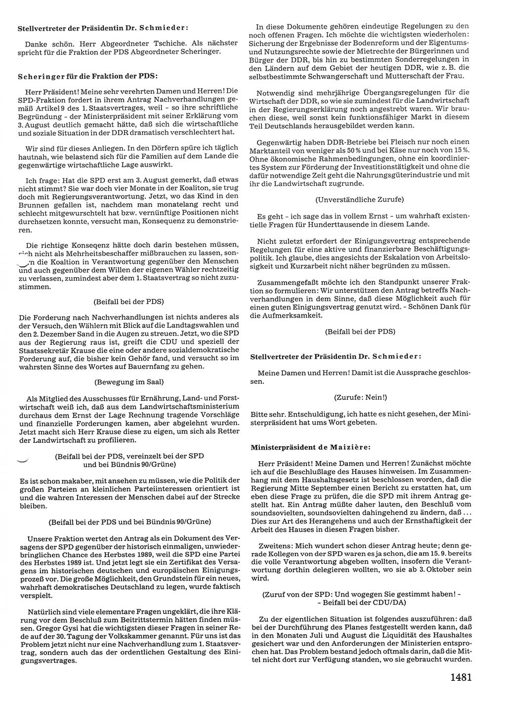 Tagungen der Volkskammer (VK) der Deutschen Demokratischen Republik (DDR), 10. Wahlperiode 1990, Seite 1481 (VK. DDR 10. WP. 1990, Prot. Tg. 1-38, 5.4.-2.10.1990, S. 1481)