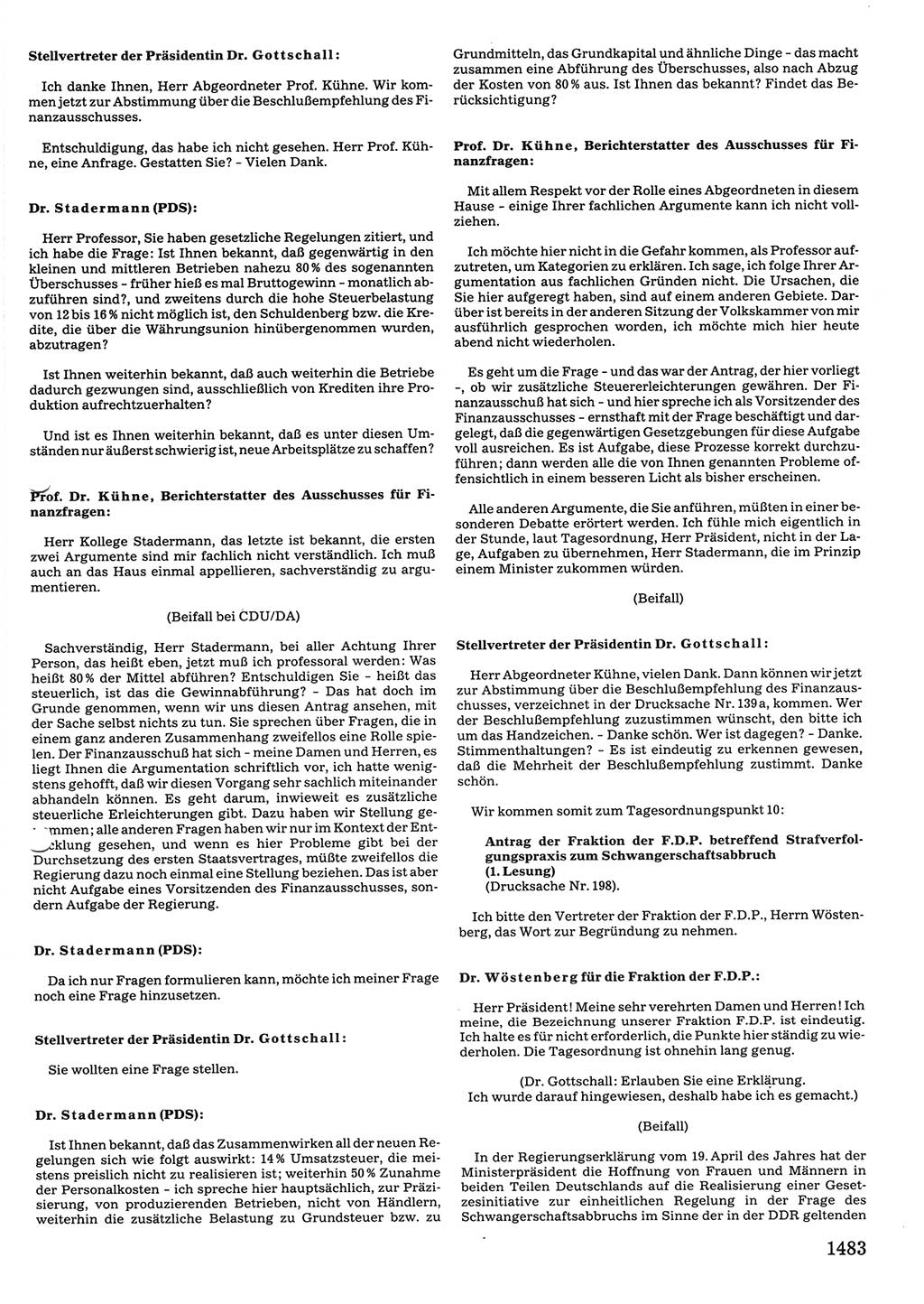 Tagungen der Volkskammer (VK) der Deutschen Demokratischen Republik (DDR), 10. Wahlperiode 1990, Seite 1483 (VK. DDR 10. WP. 1990, Prot. Tg. 1-38, 5.4.-2.10.1990, S. 1483)