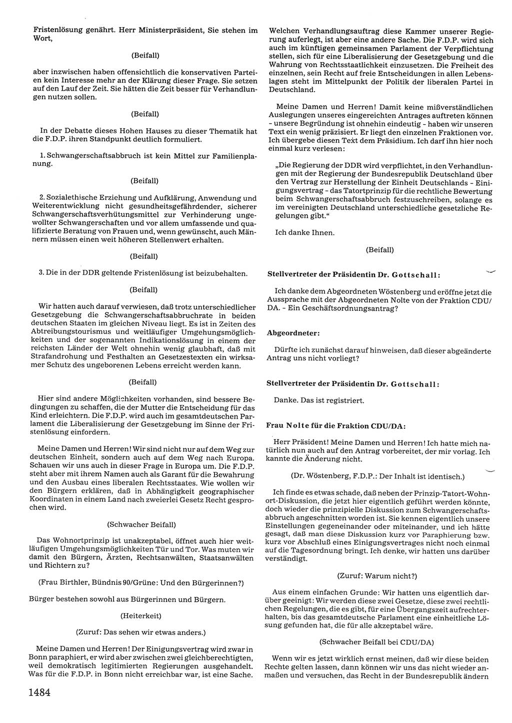 Tagungen der Volkskammer (VK) der Deutschen Demokratischen Republik (DDR), 10. Wahlperiode 1990, Seite 1484 (VK. DDR 10. WP. 1990, Prot. Tg. 1-38, 5.4.-2.10.1990, S. 1484)